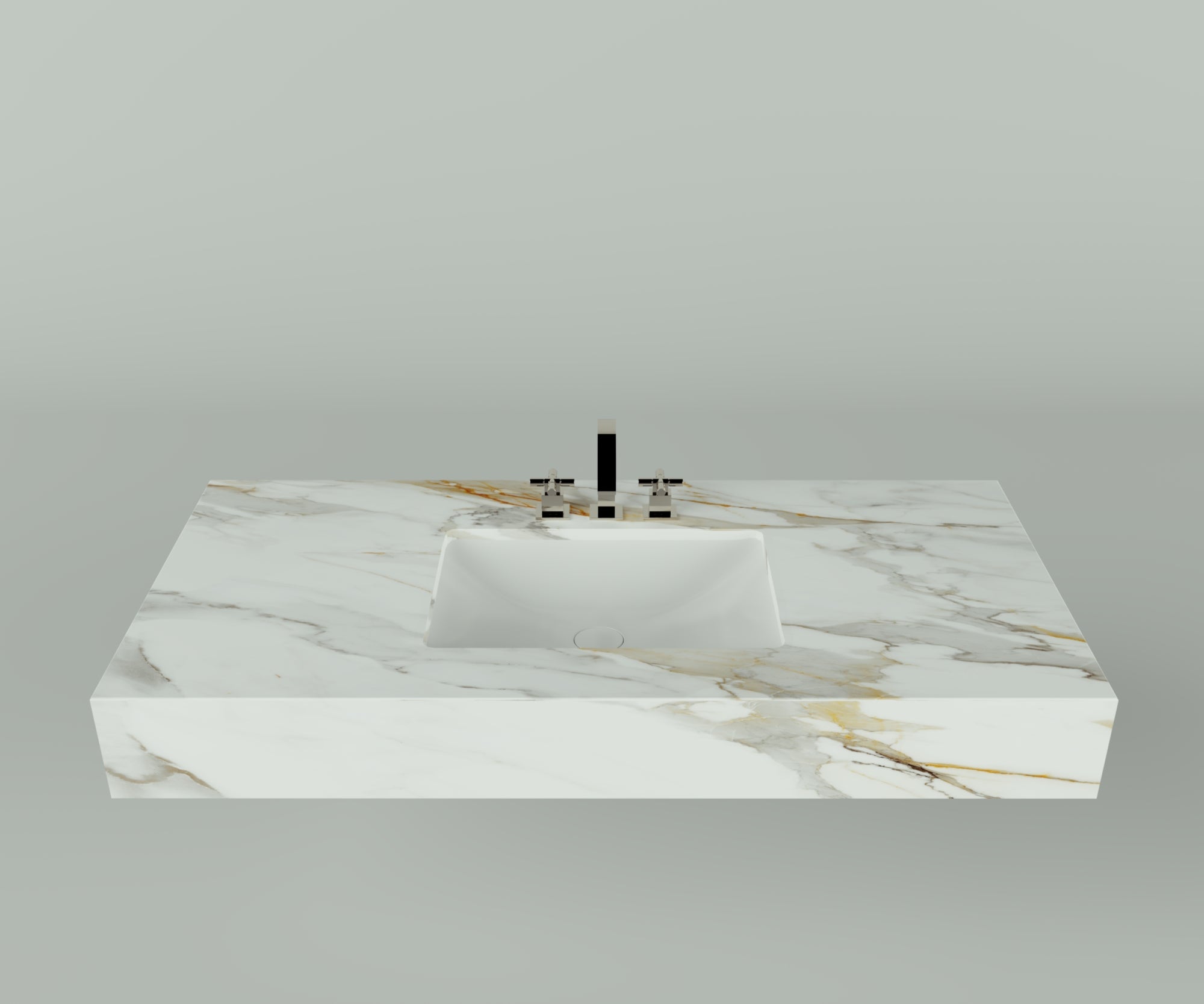Santa Fe Collection: 48" Single Floating Vanity Top with Ceramic Sink - Lavvabo