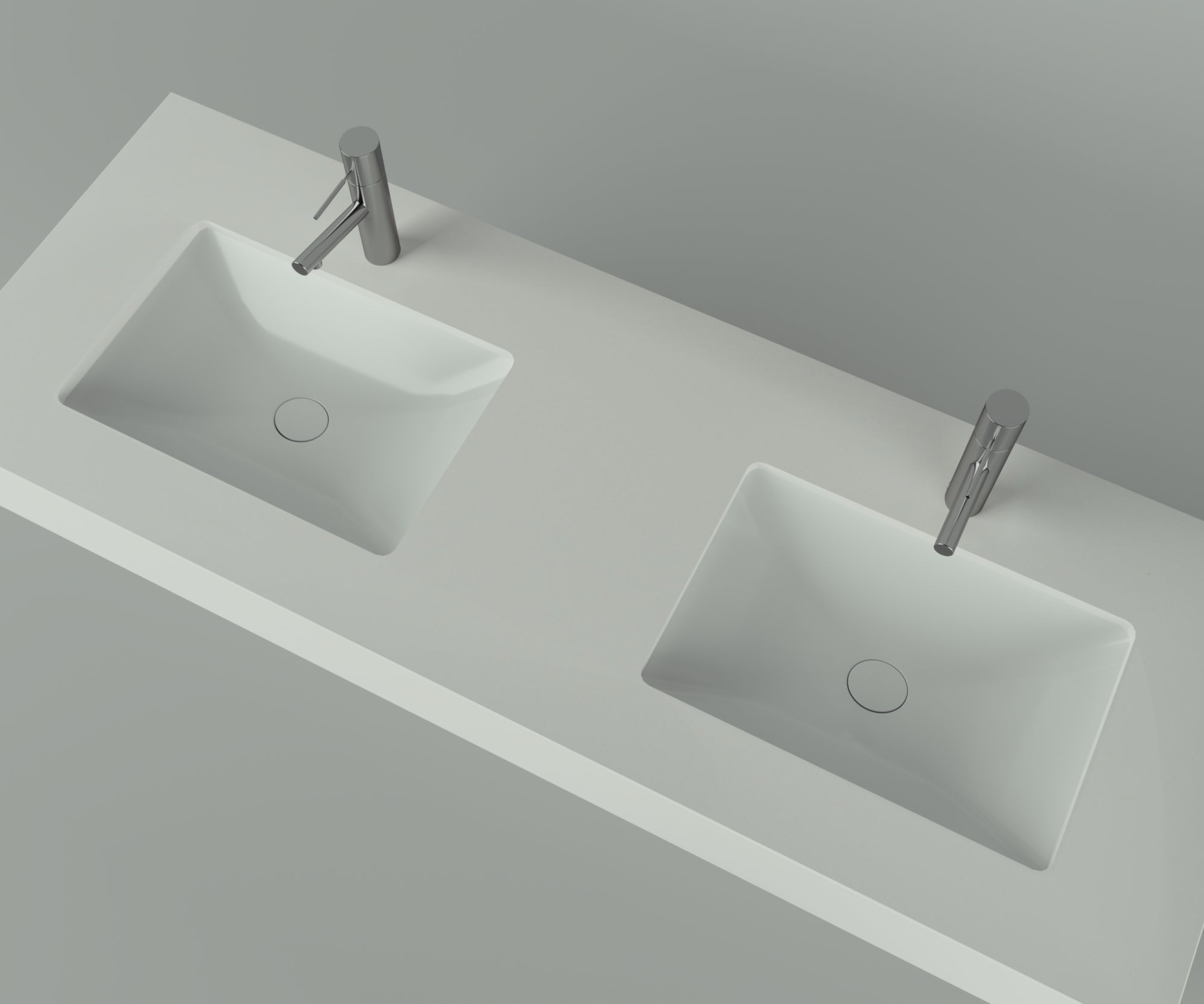 Santa Fe Collection: 60" Double Floating Vanity Top with Ceramic Sink - Lavvabo
