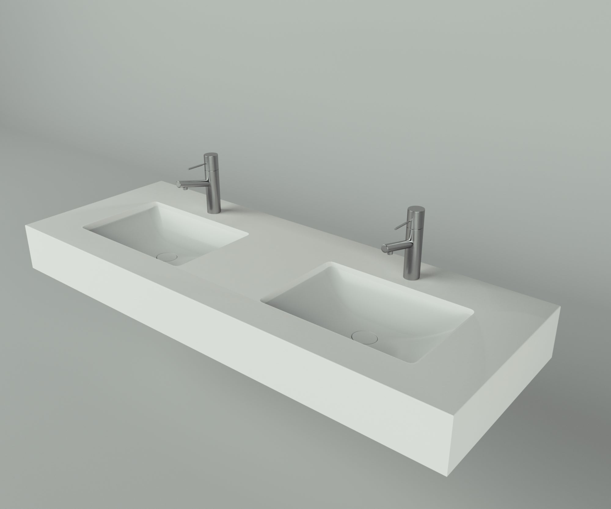 Santa Fe Collection: 60" Double Floating Vanity Top with Ceramic Sink - Lavvabo