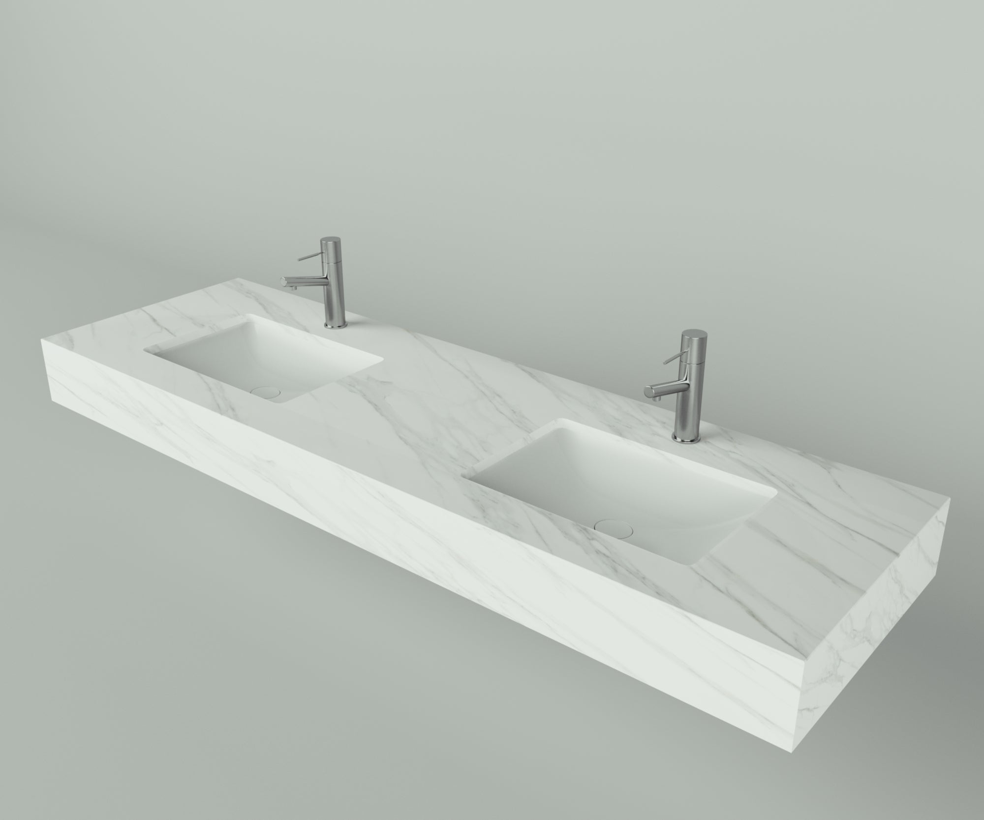 Santa Fe Collection: 72" Double Floating Vanity Top with Ceramic Sink - Lavvabo