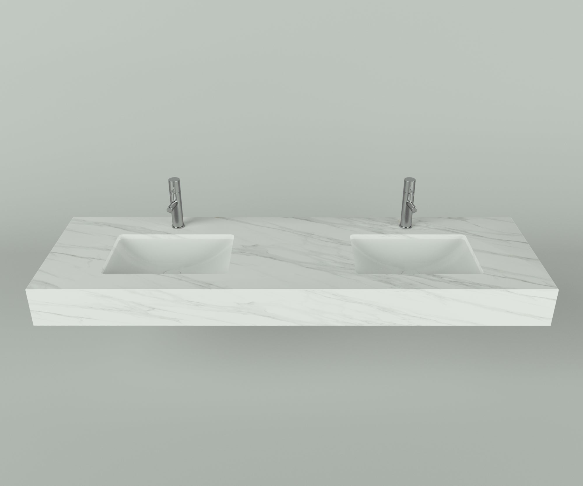 Santa Fe Collection: 72" Double Floating Vanity Top with Ceramic Sink - Lavvabo