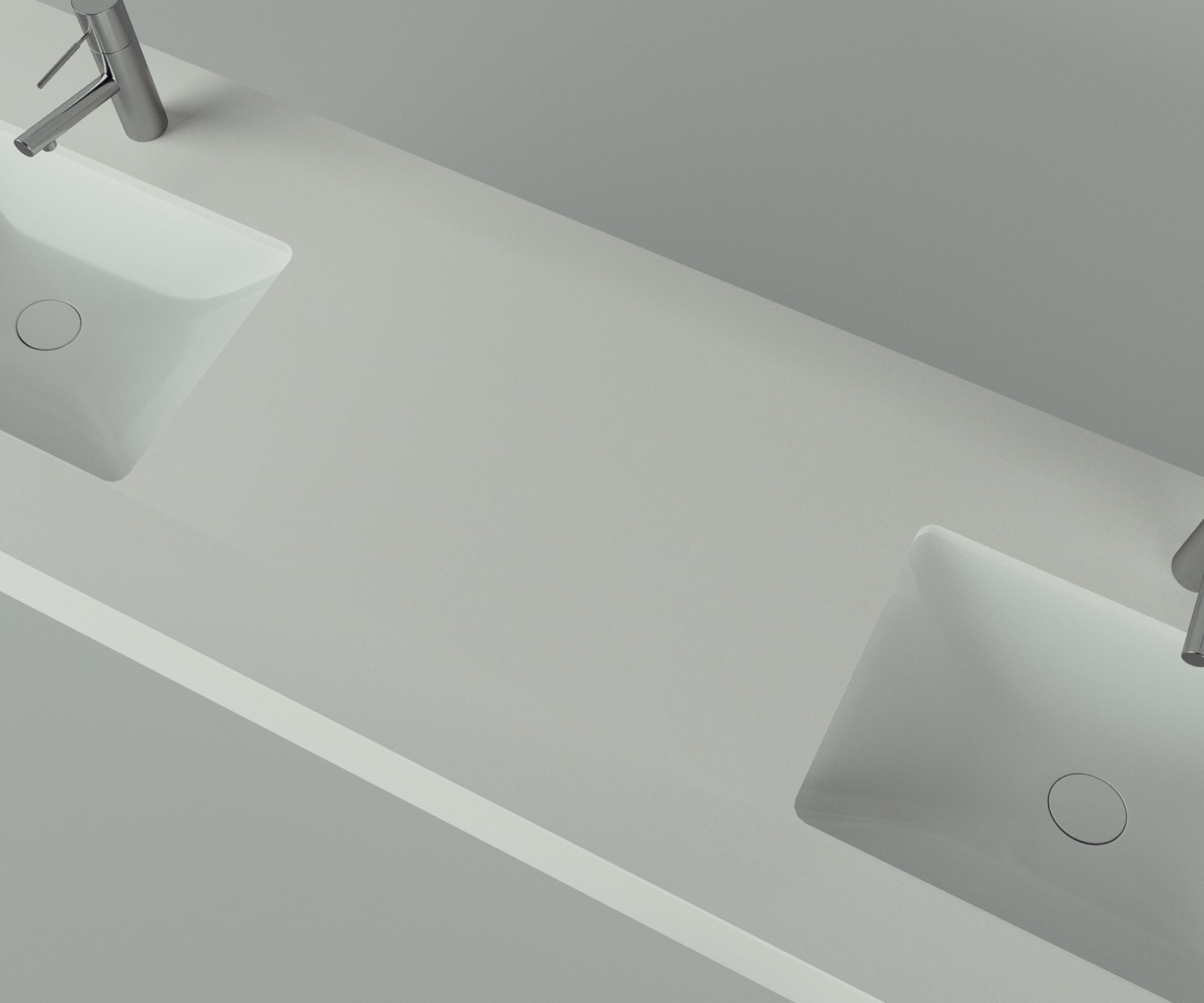 Santa Fe Collection: 84" Double Floating Vanity Top with Ceramic Sink - Lavvabo