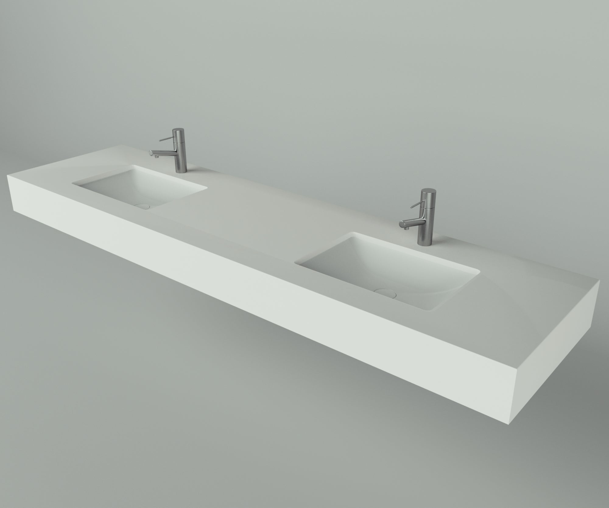 Santa Fe Collection: 84" Double Floating Vanity Top with Ceramic Sink - Lavvabo
