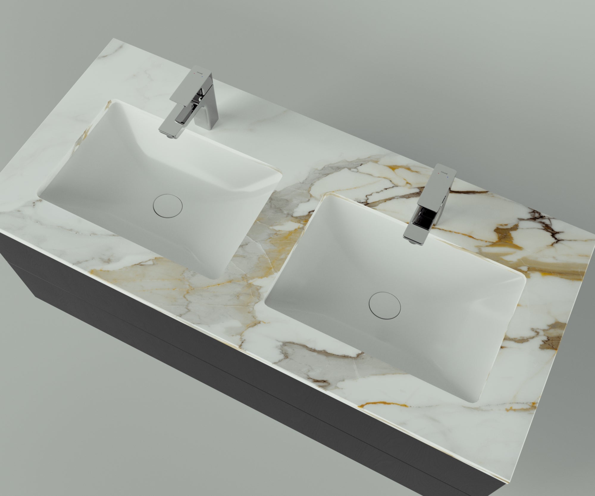 Savannah Collection: 48" Double Over Cabinet Vanity Top with Ceramic Sink - Lavvabo