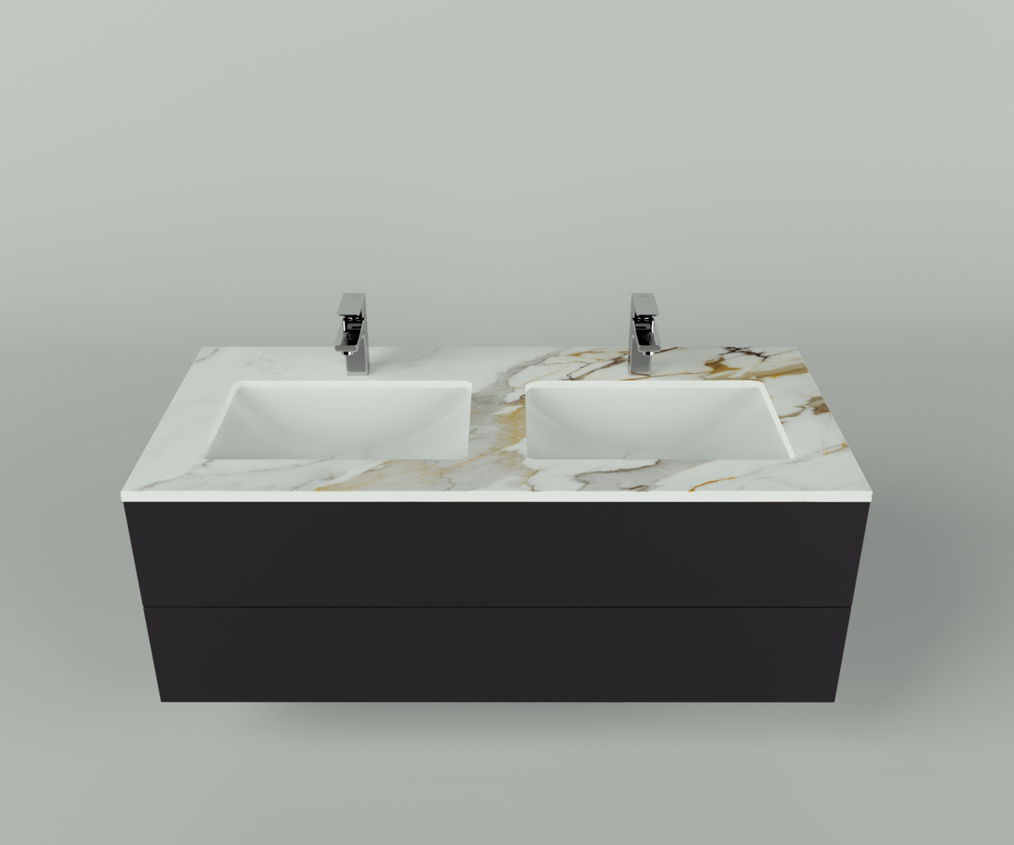 Savannah Collection: 48" Double Over Cabinet Vanity Top with Ceramic Sink - Lavvabo