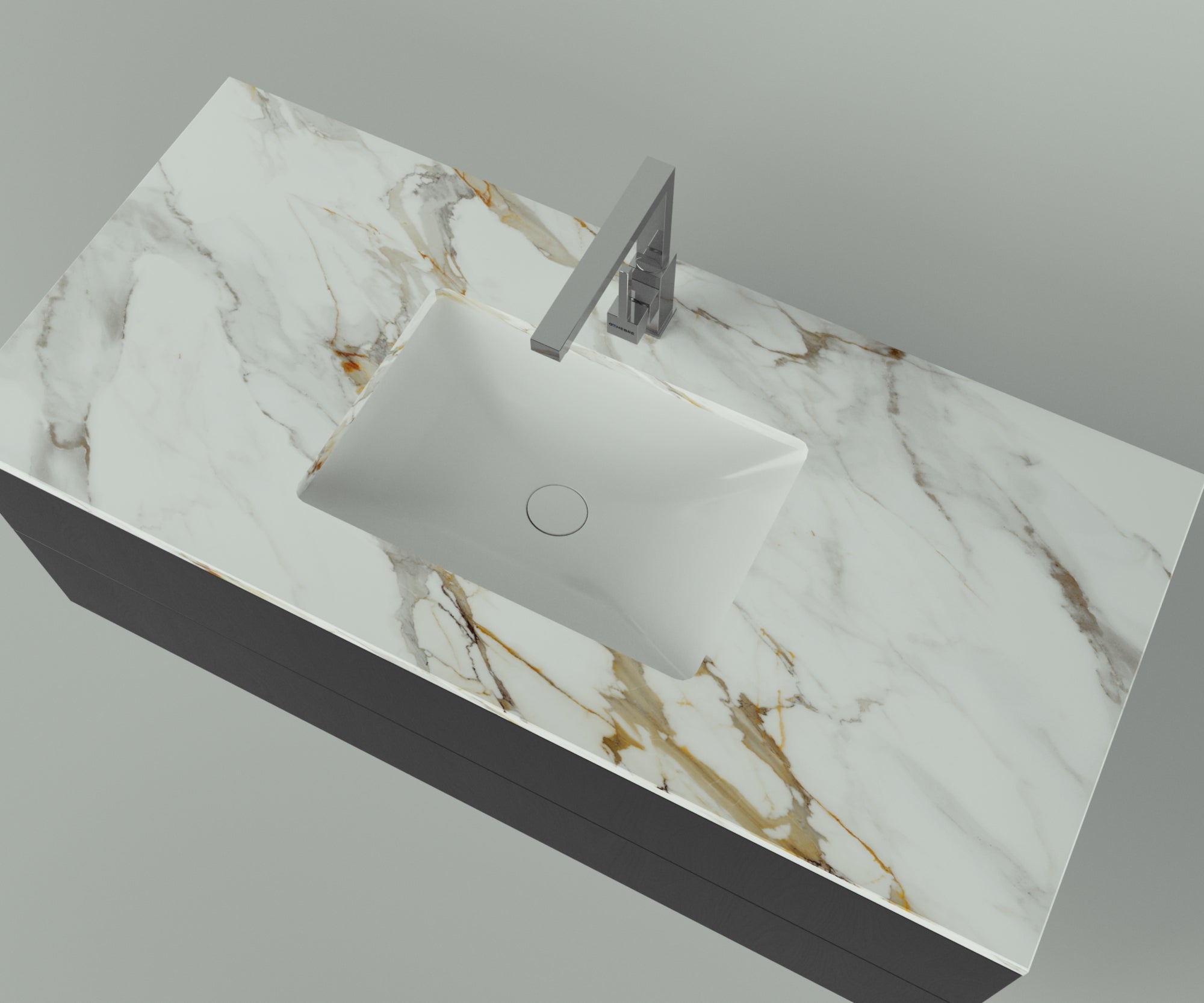 Savannah Collection: 48" Single Over Cabinet Vanity Top with Ceramic Sink - Lavvabo