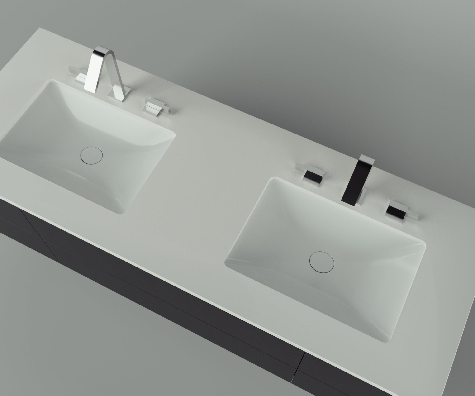 Savannah Collection: 60" Double Over Cabinet Vanity Top with Ceramic Sink - Lavvabo