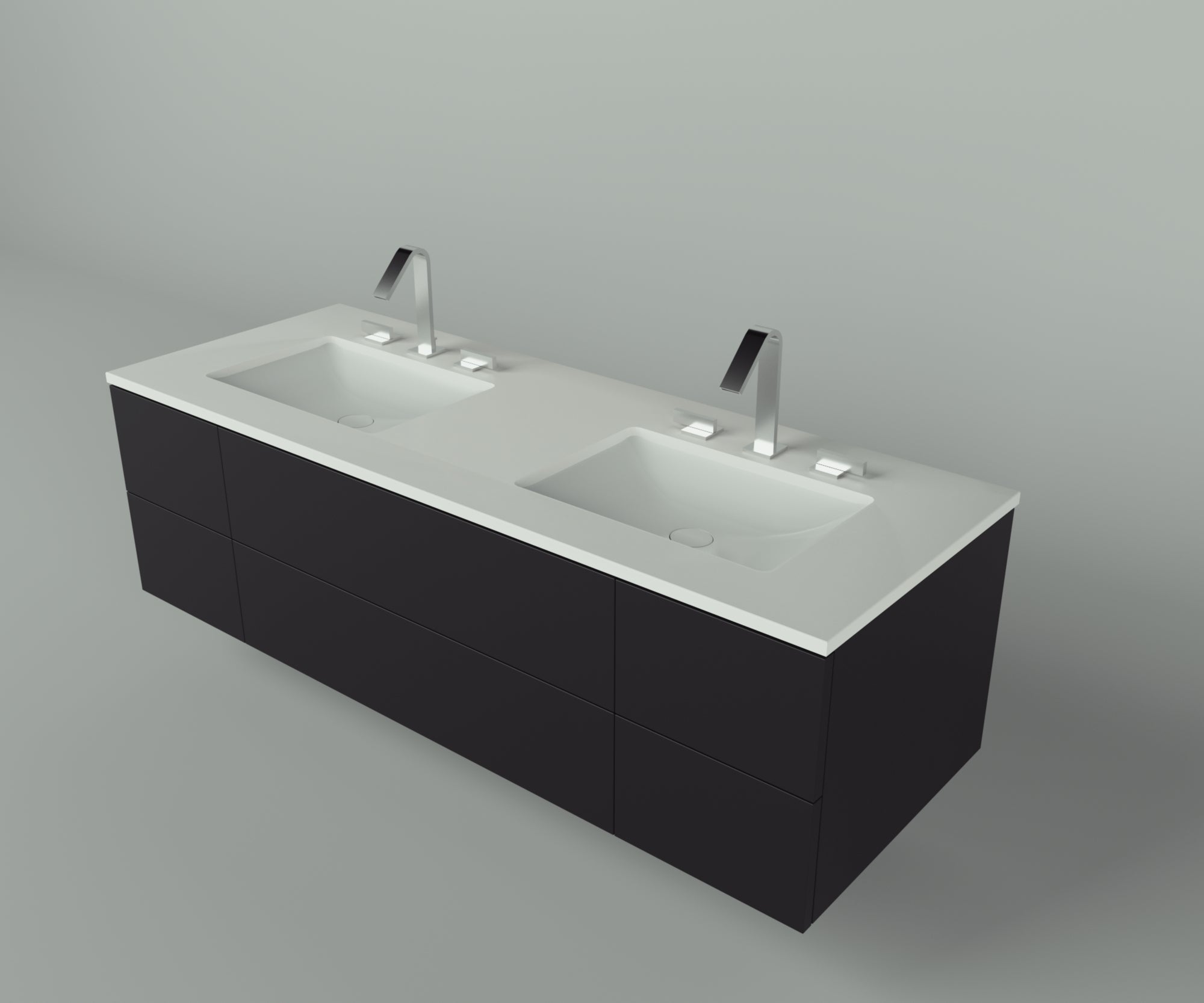 Savannah Collection: 60" Double Over Cabinet Vanity Top with Ceramic Sink - Lavvabo
