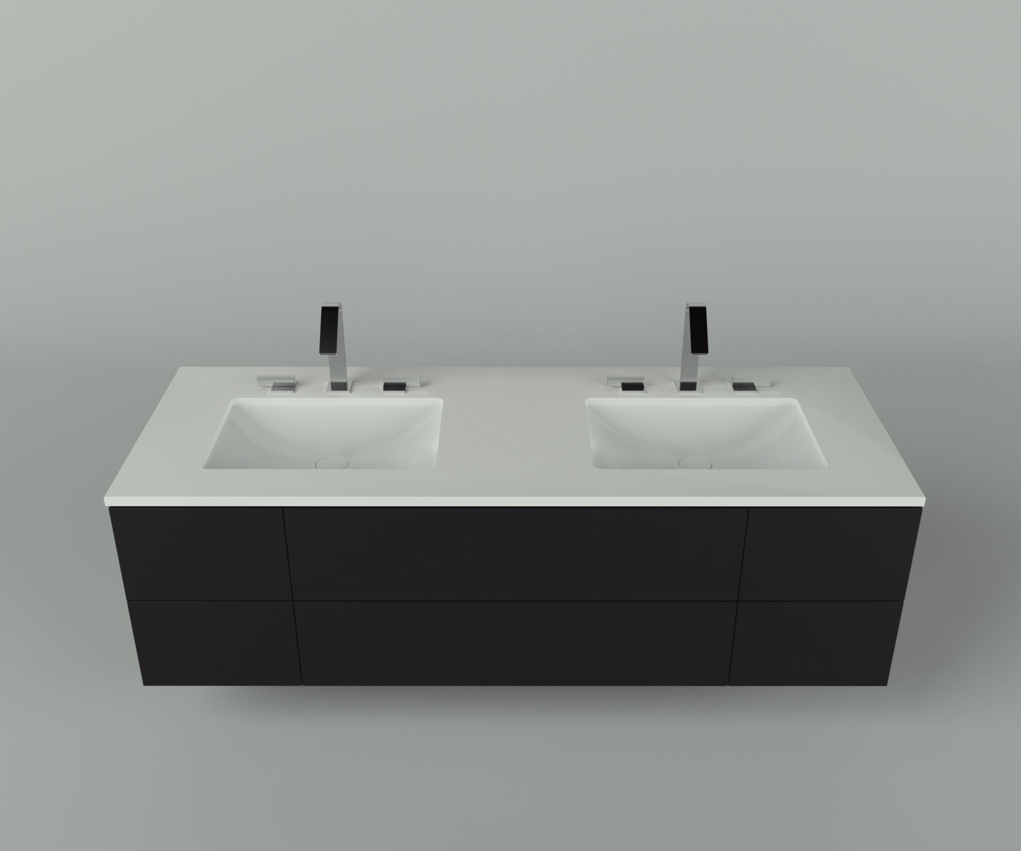 Savannah Collection: 60" Double Over Cabinet Vanity Top with Ceramic Sink - Lavvabo
