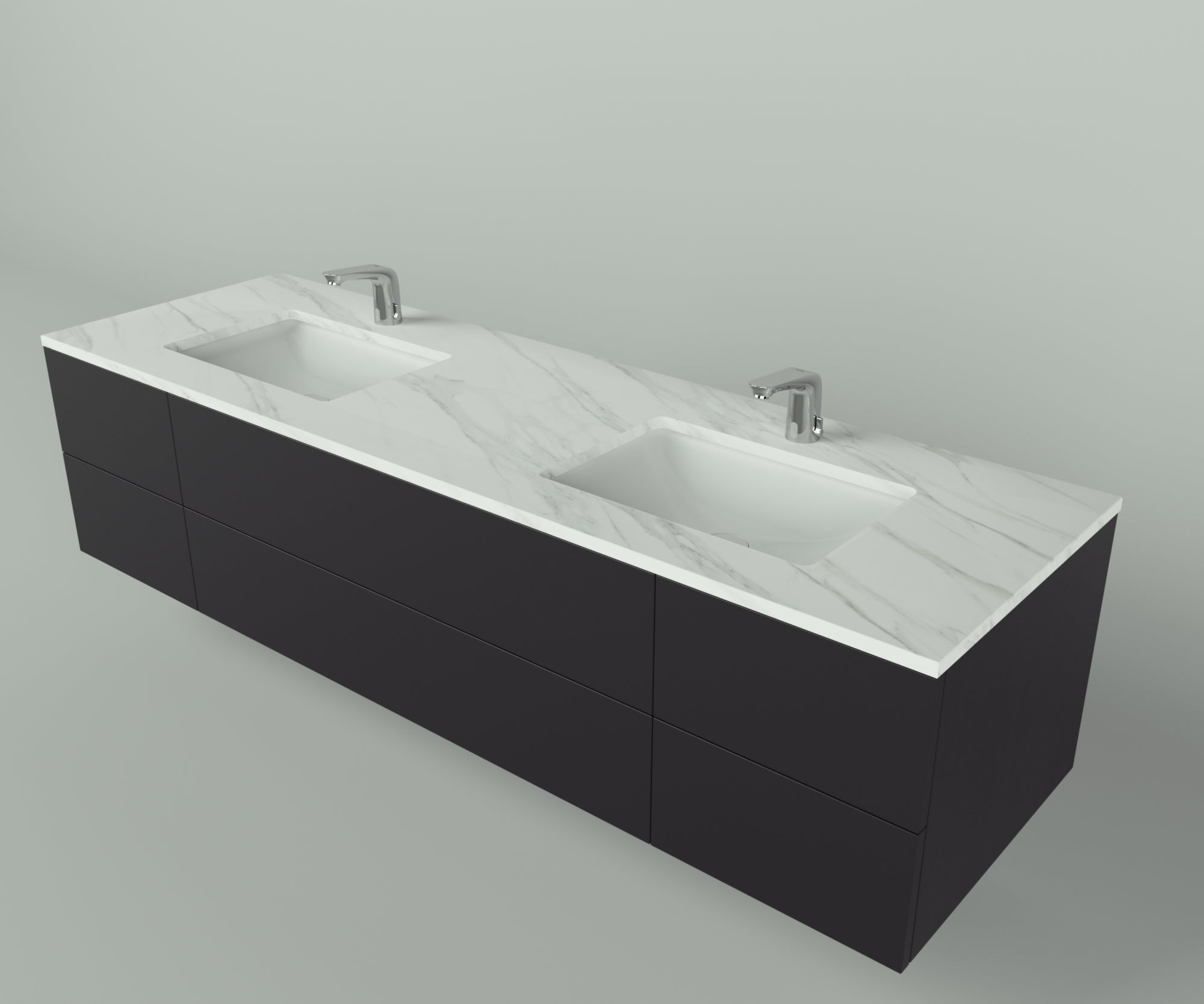 Savannah Collection: 72" Double Over Cabinet Vanity Top with Ceramic Sink - Lavvabo