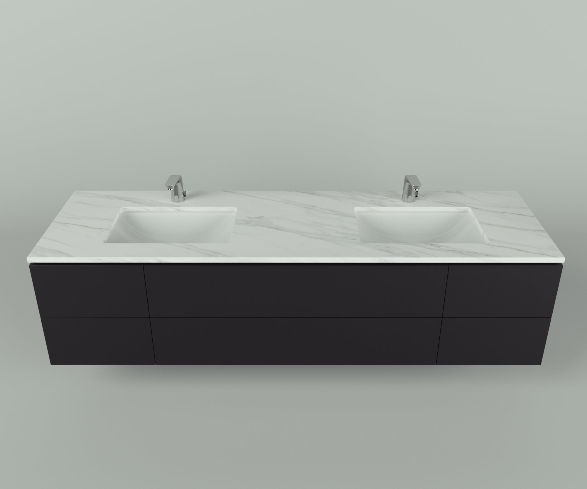 Savannah Collection: 72" Double Over Cabinet Vanity Top with Ceramic Sink - Lavvabo