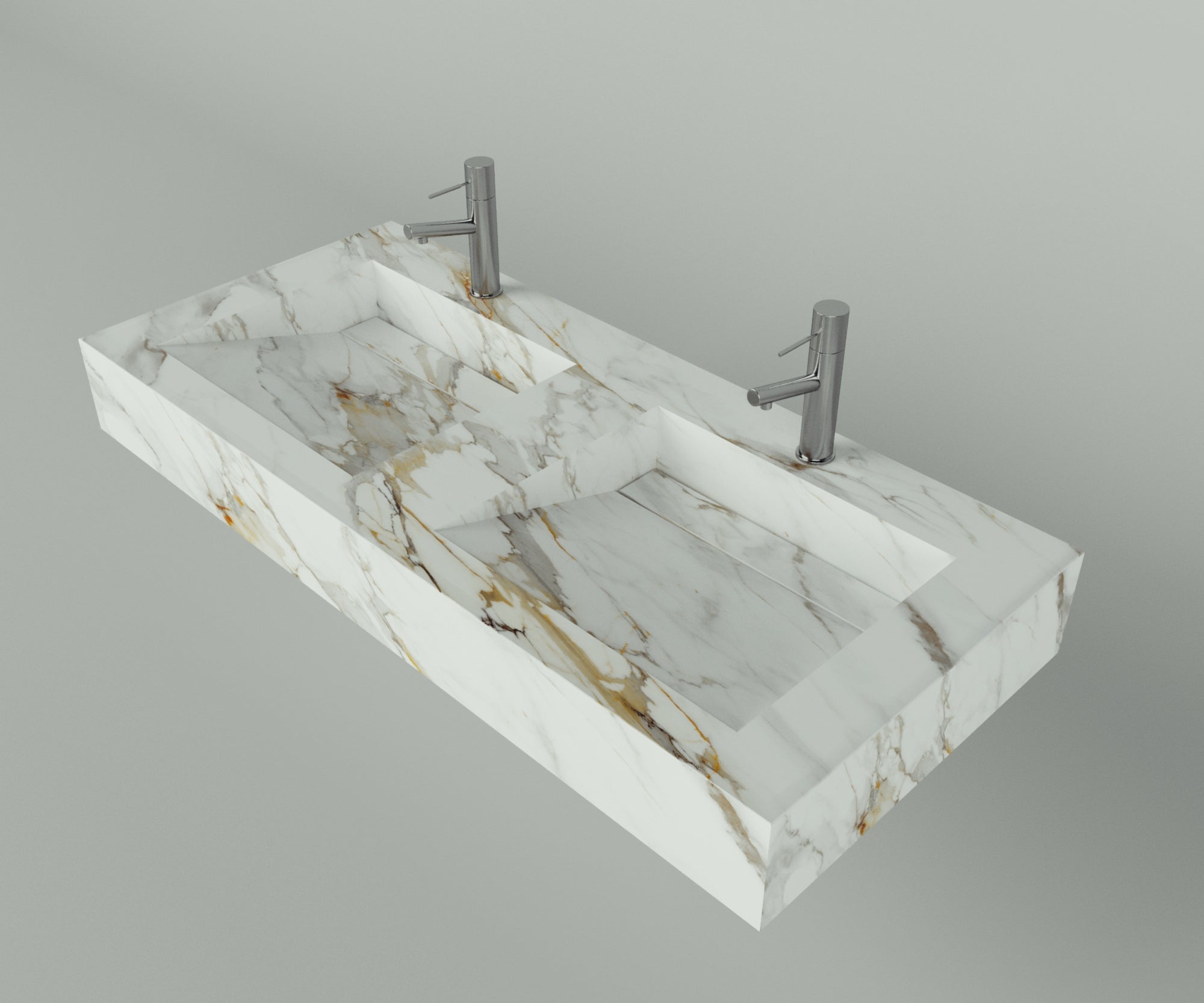 Houston Collection: 48" Double Floating Vanity Top with Integrated Sink - Lavvabo