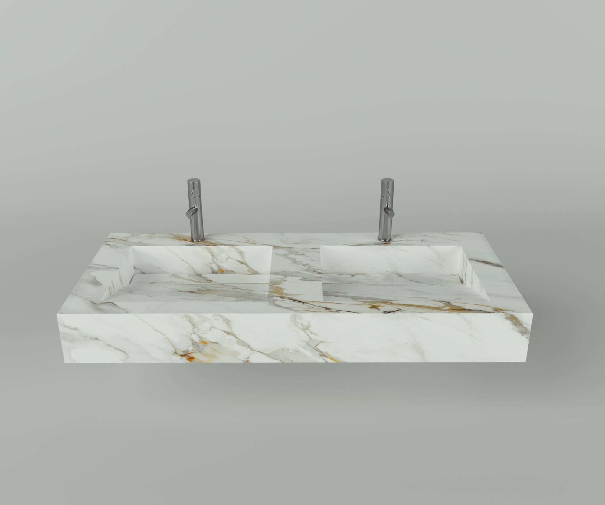 Houston Collection: 48" Double Floating Vanity Top with Integrated Sink - Lavvabo