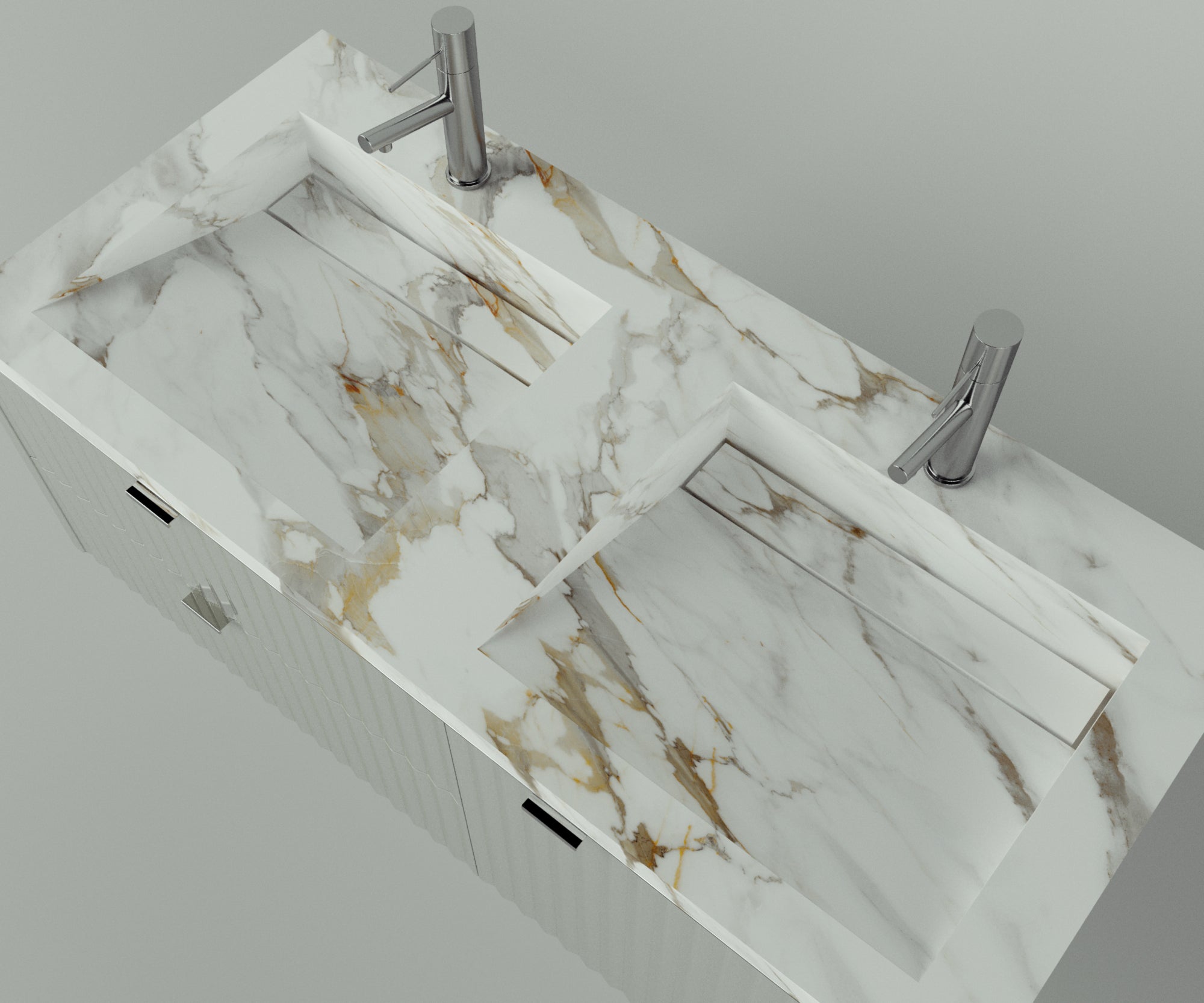Manhattan Collection: 48" Double Over Cabinet Vanity Top with Integrated Sink - Lavvabo