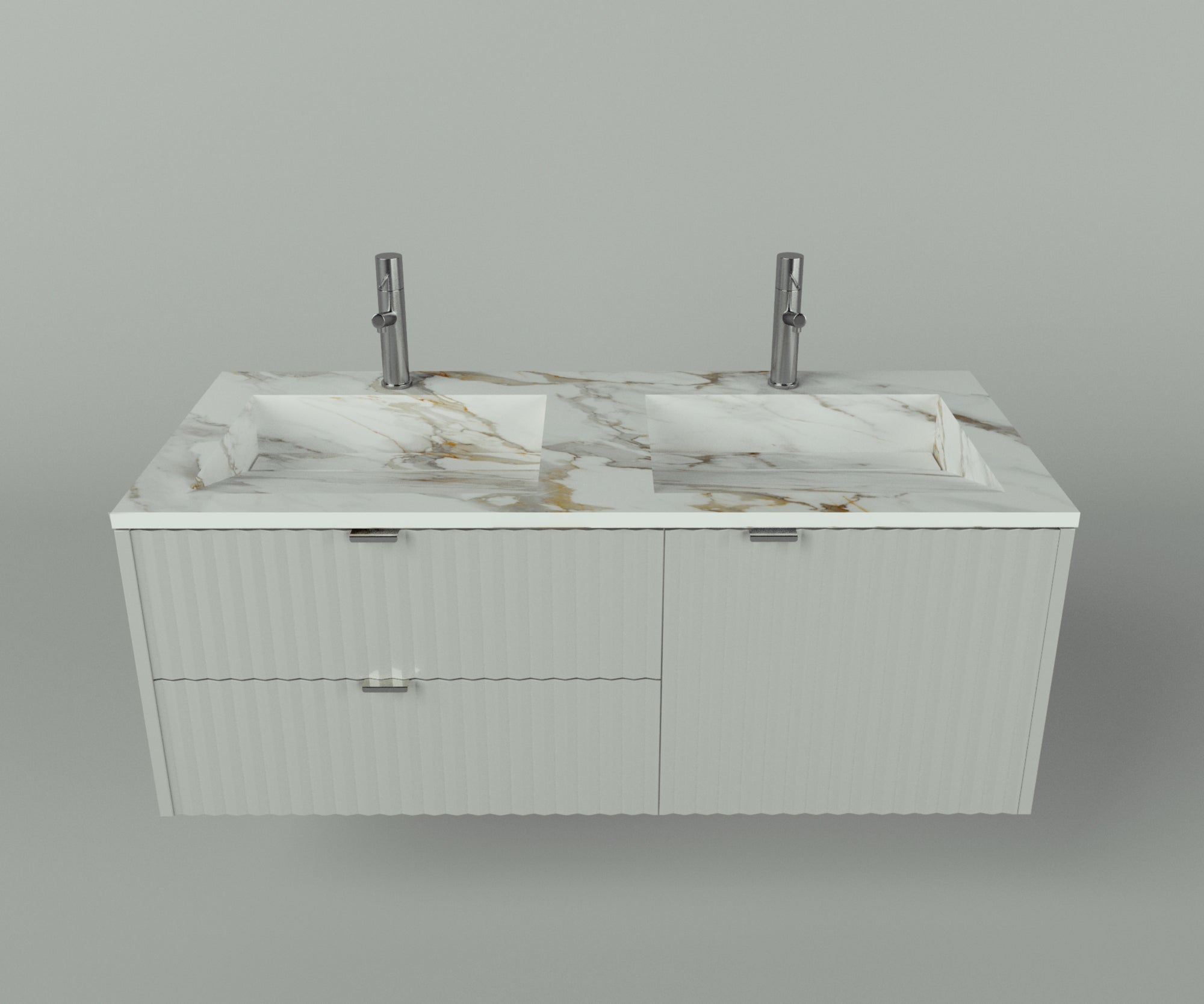 Manhattan Collection: 48" Double Over Cabinet Vanity Top with Integrated Sink - Lavvabo