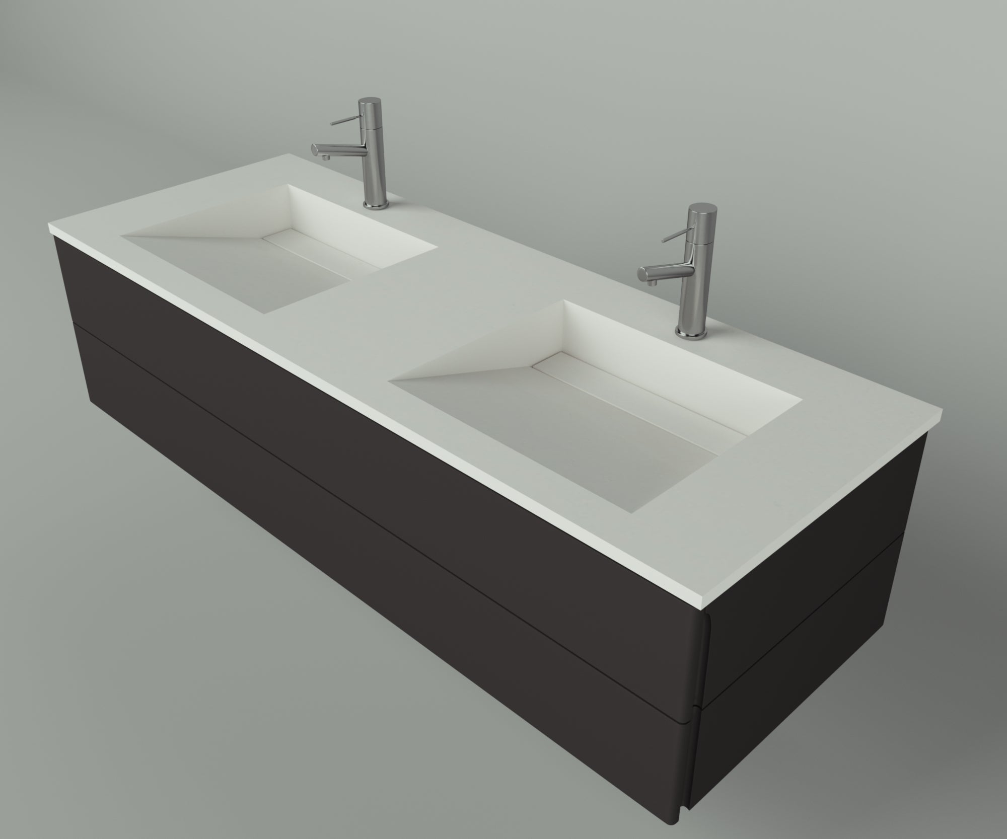 Manhattan Collection: 60" Double Over Cabinet Vanity Top with Integrated Sink - Lavvabo