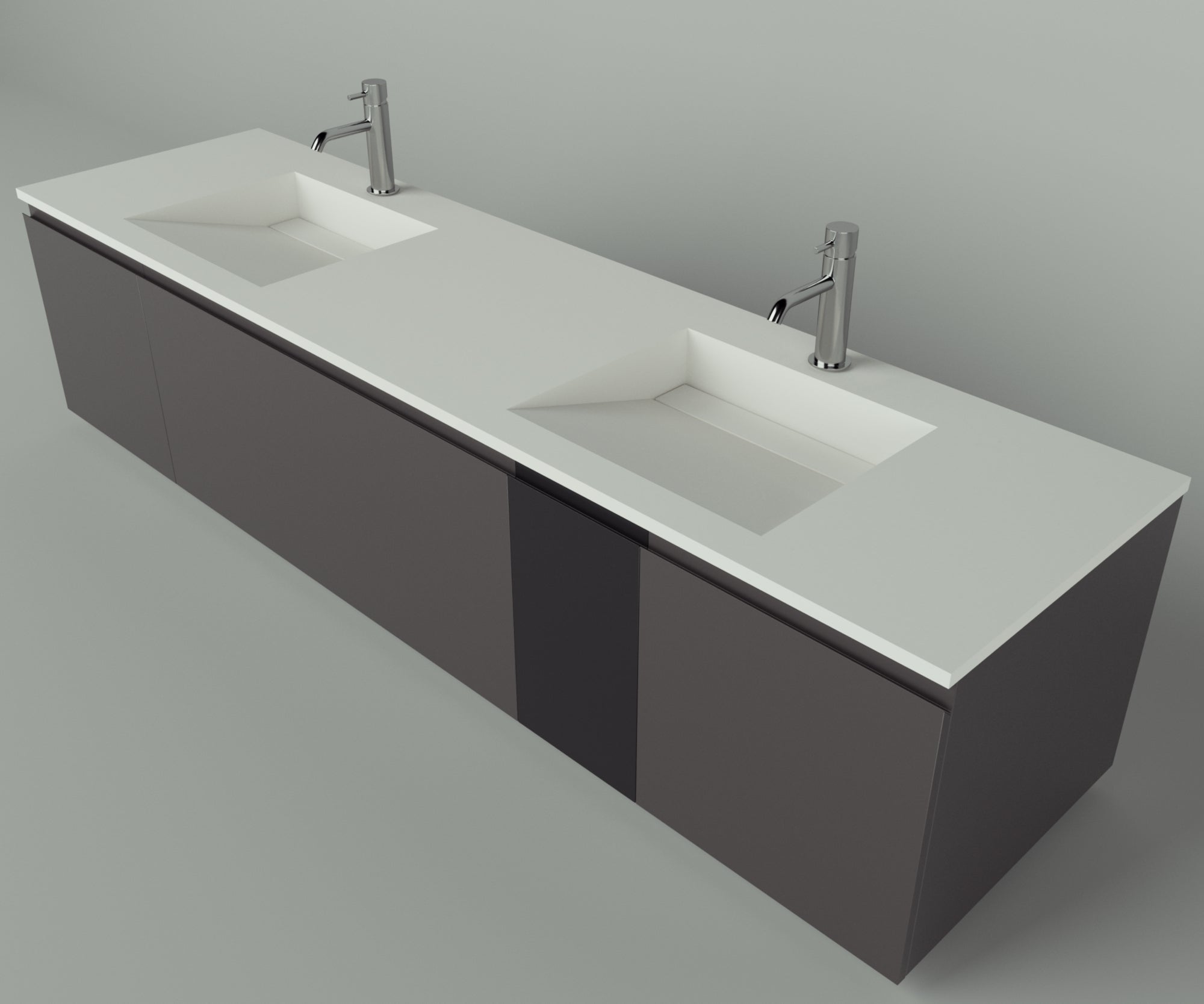 Manhattan Collection: 84" Double Over Cabinet Vanity Top with Integrated Sink - Lavvabo