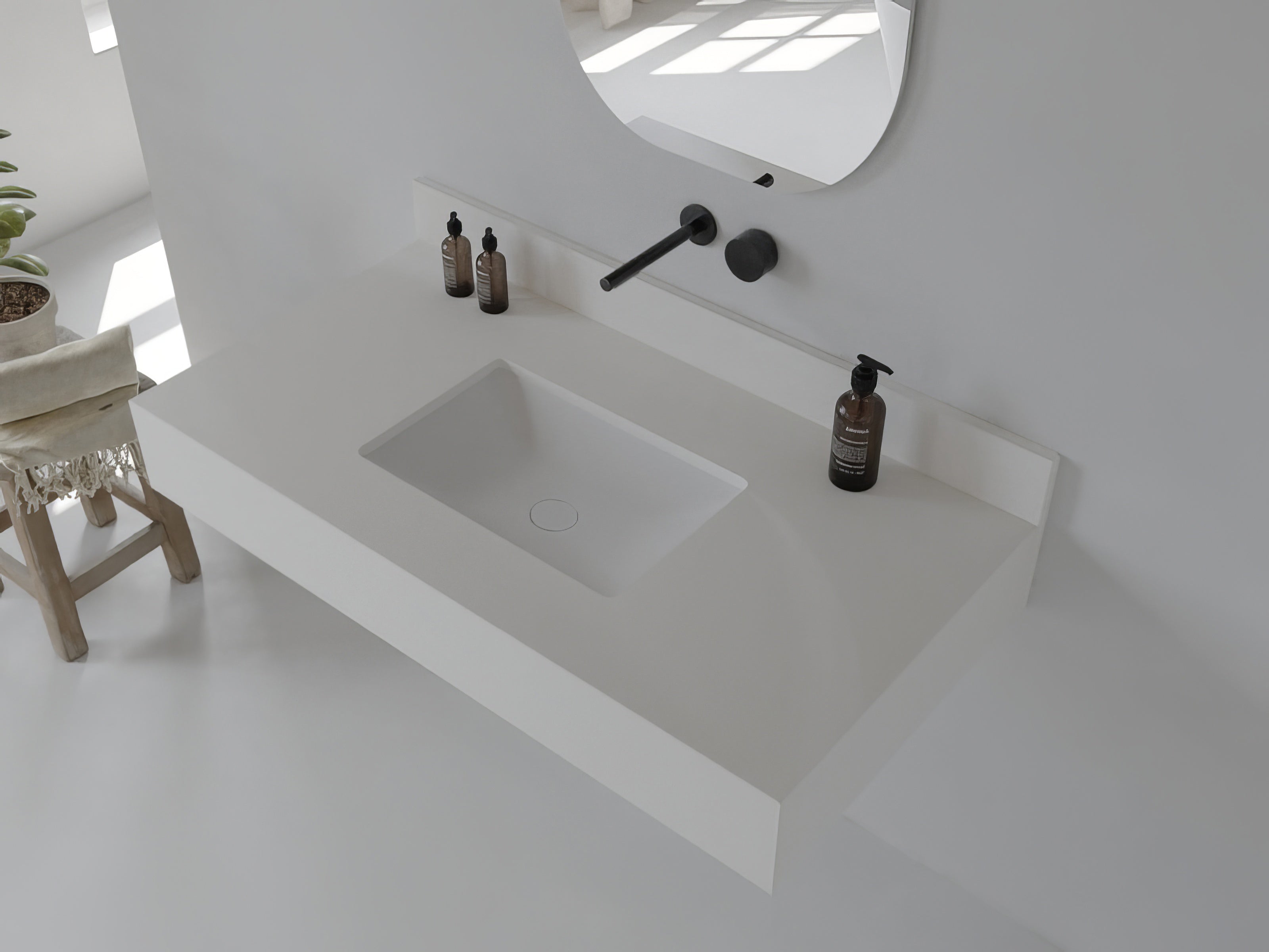 Santa Fe Collection: 42" Single Floating Vanity Top with Ceramic Sink - Lavvabo