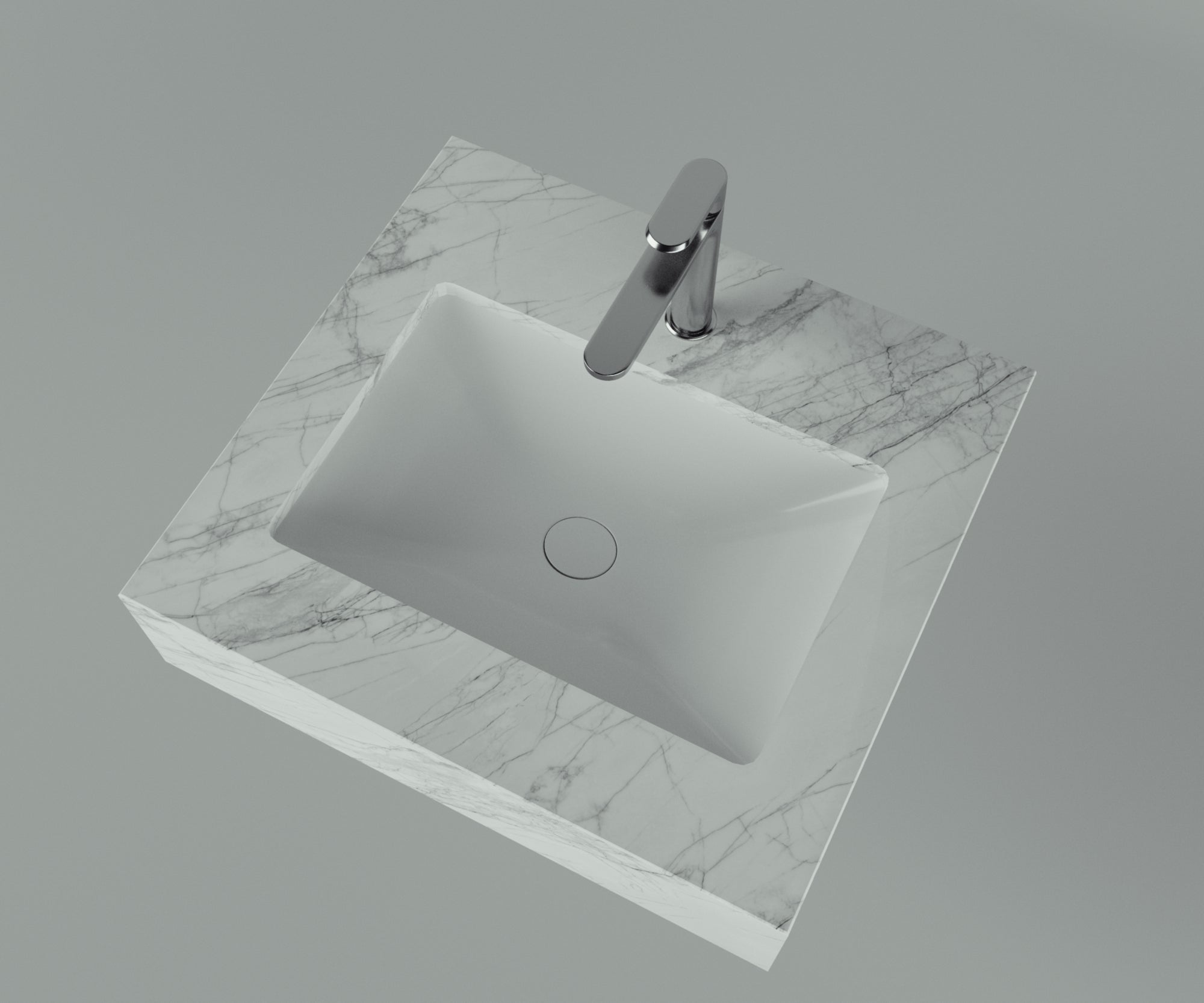 Santa Fe Collection: 24" Single Floating Vanity Top with Ceramic Sink - Lavvabo