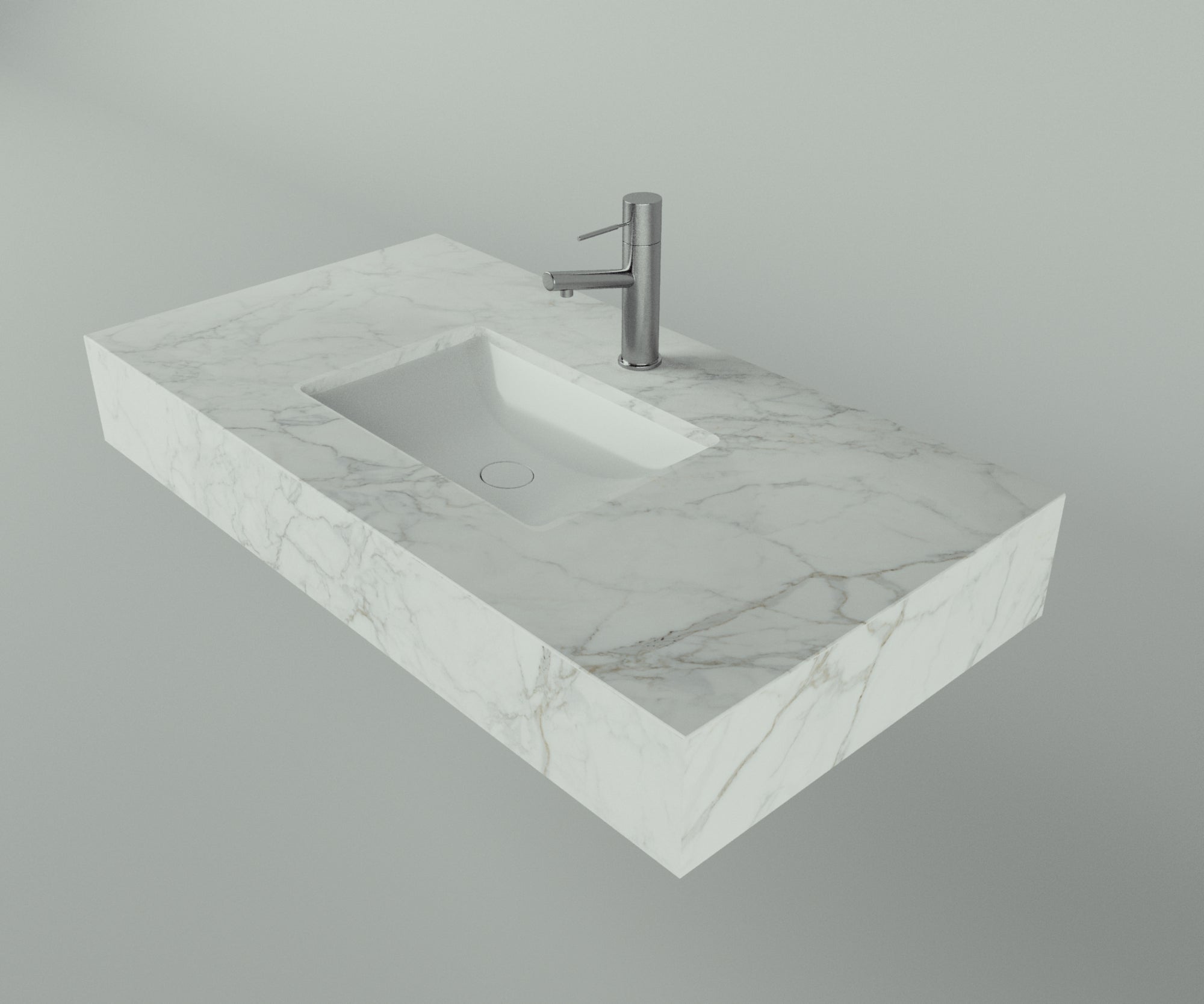 Santa Fe Collection: 42" Single Floating Vanity Top with Ceramic Sink - Lavvabo