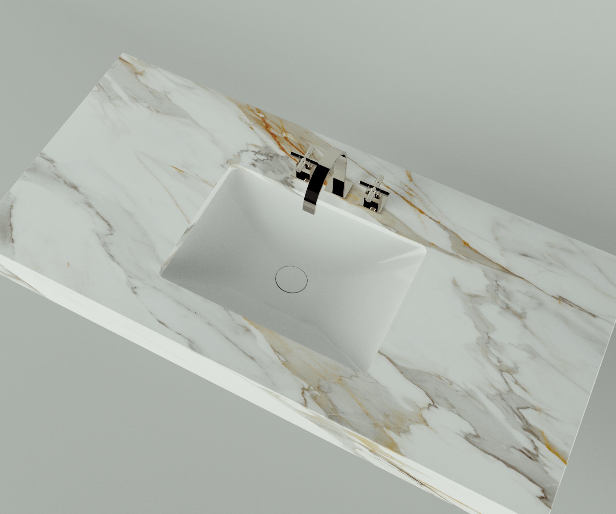 Santa Fe Collection: 48" Single Floating Vanity Top with Ceramic Sink - Lavvabo