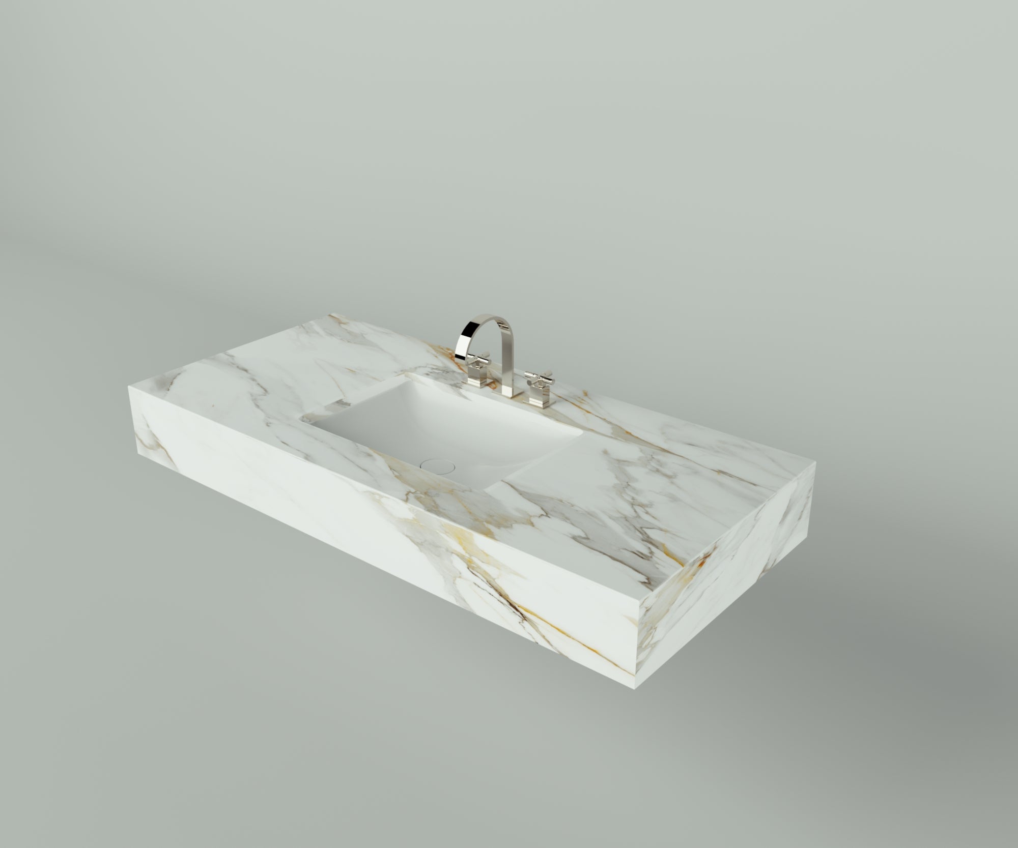 Santa Fe Collection: 48" Single Floating Vanity Top with Ceramic Sink - Lavvabo