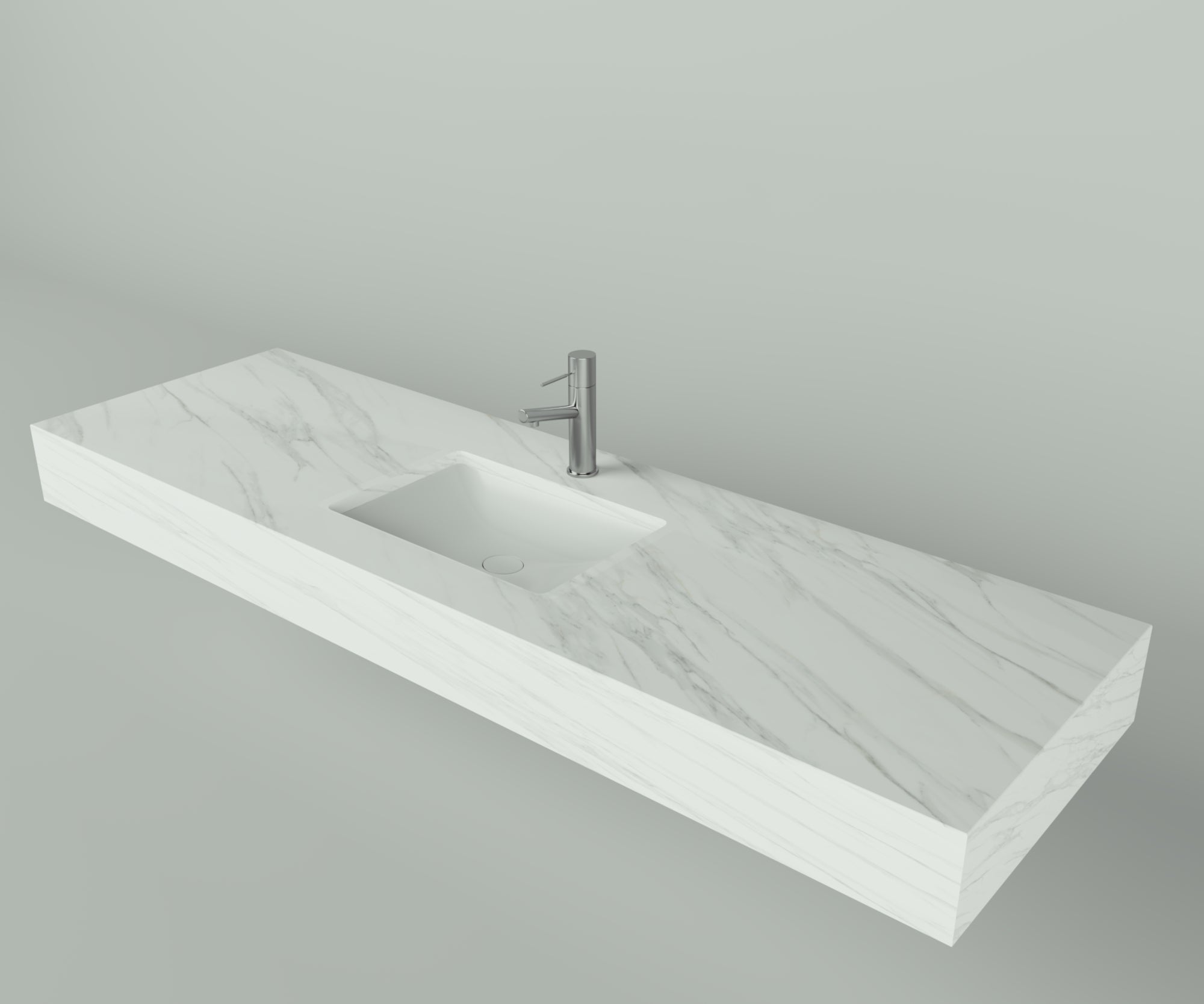 Santa Fe Collection: 72" Single Floating Vanity Top with Ceramic Sink - Lavvabo