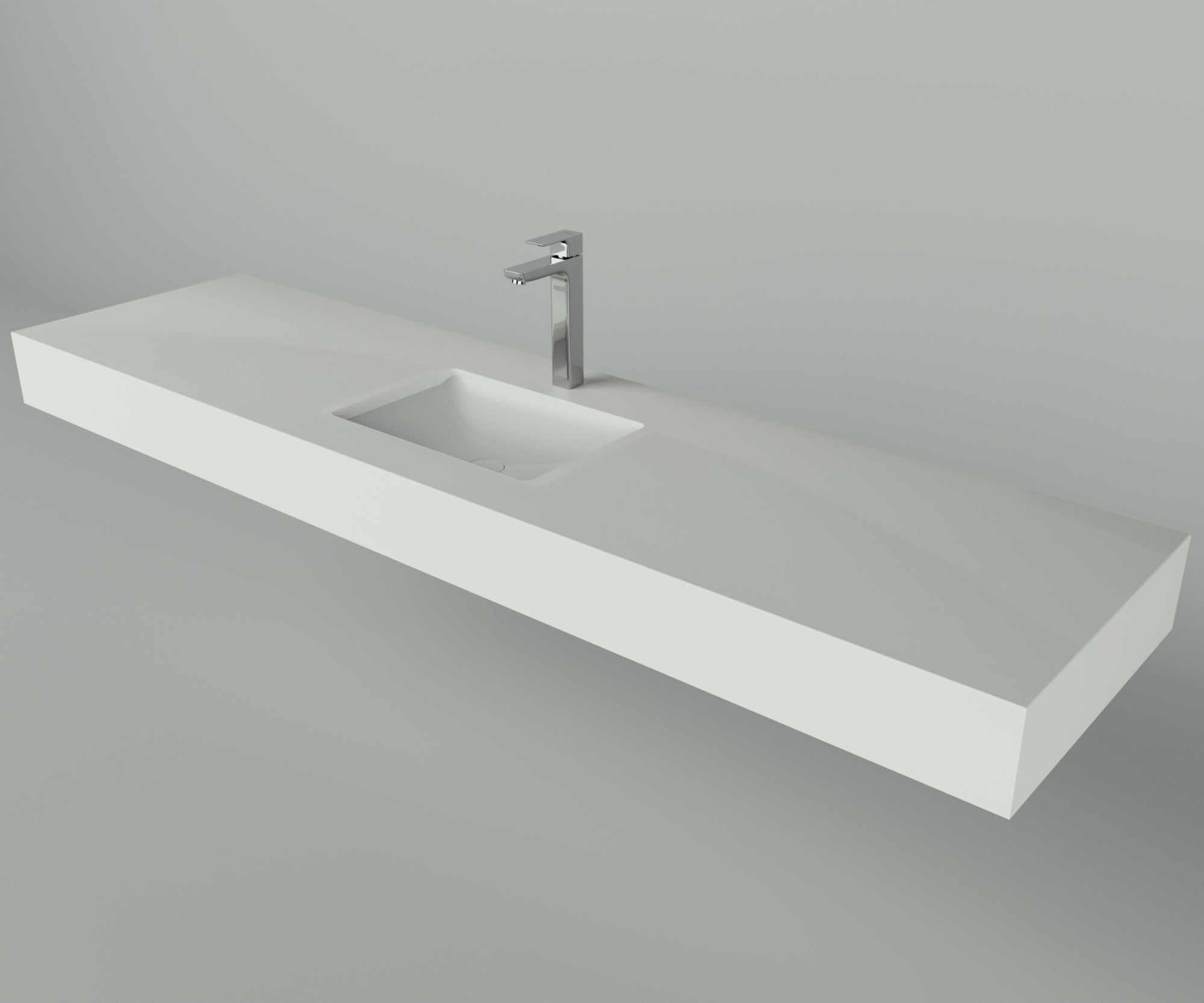 Santa Fe Collection: 84" Single Floating Vanity Top with Ceramic Sink - Lavvabo
