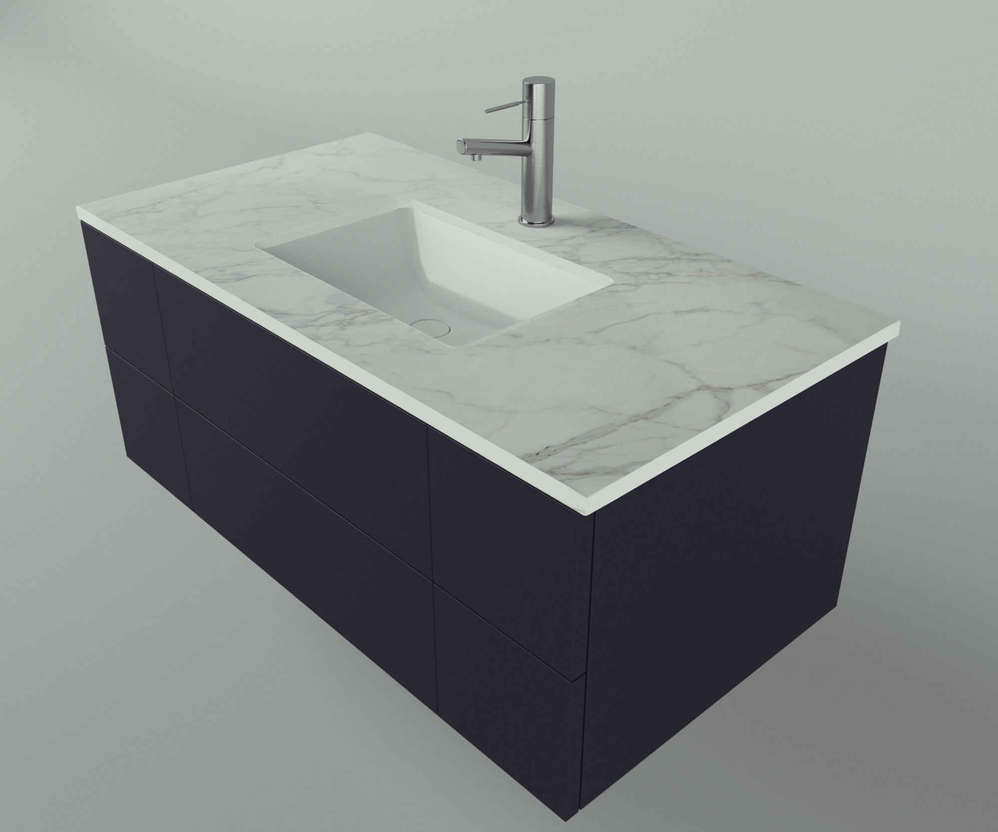 Savannah Collection: 42" Single Over Cabinet Vanity Top with Ceramic Sink - Lavvabo