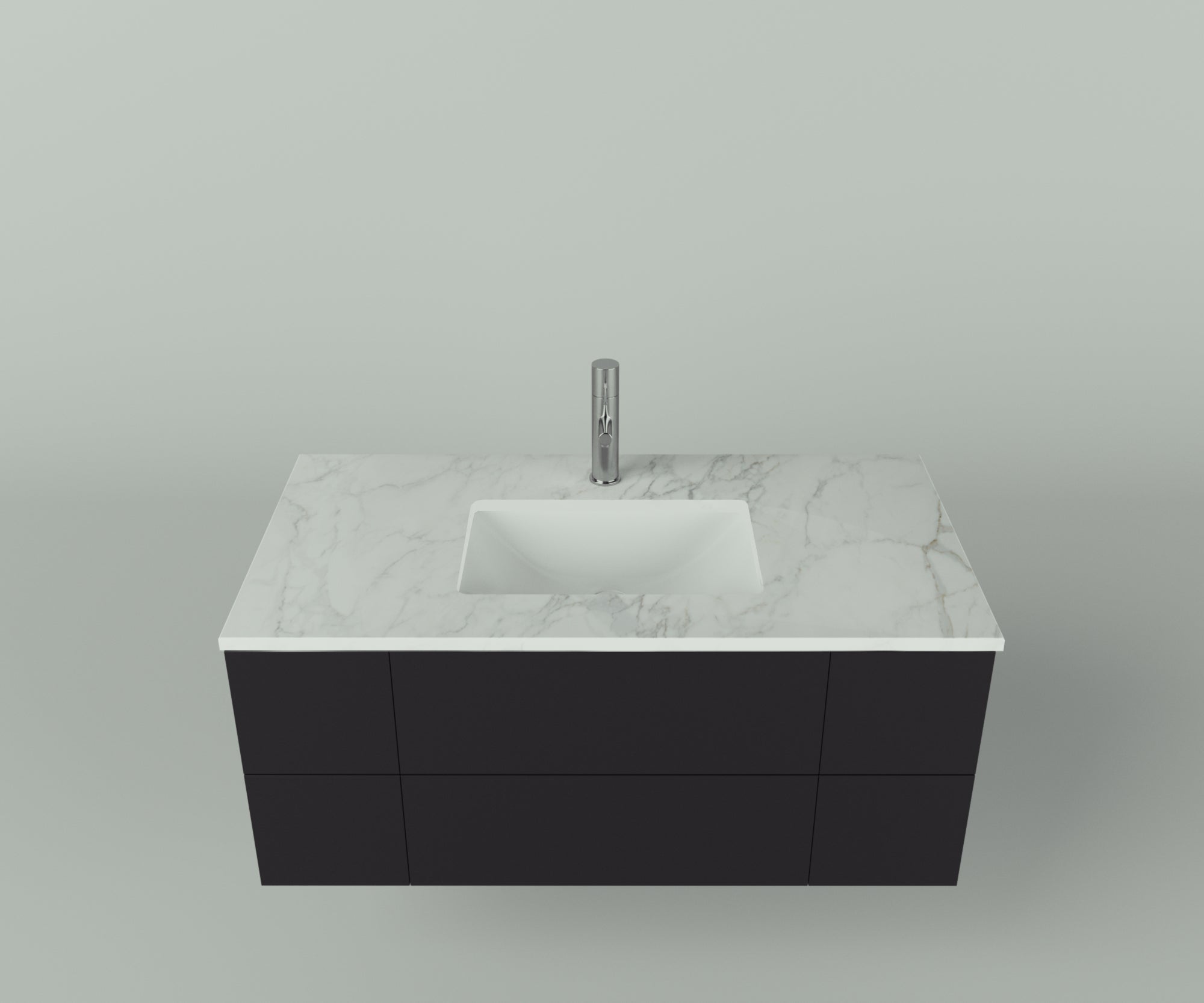Savannah Collection: 42" Single Over Cabinet Vanity Top with Ceramic Sink - Lavvabo