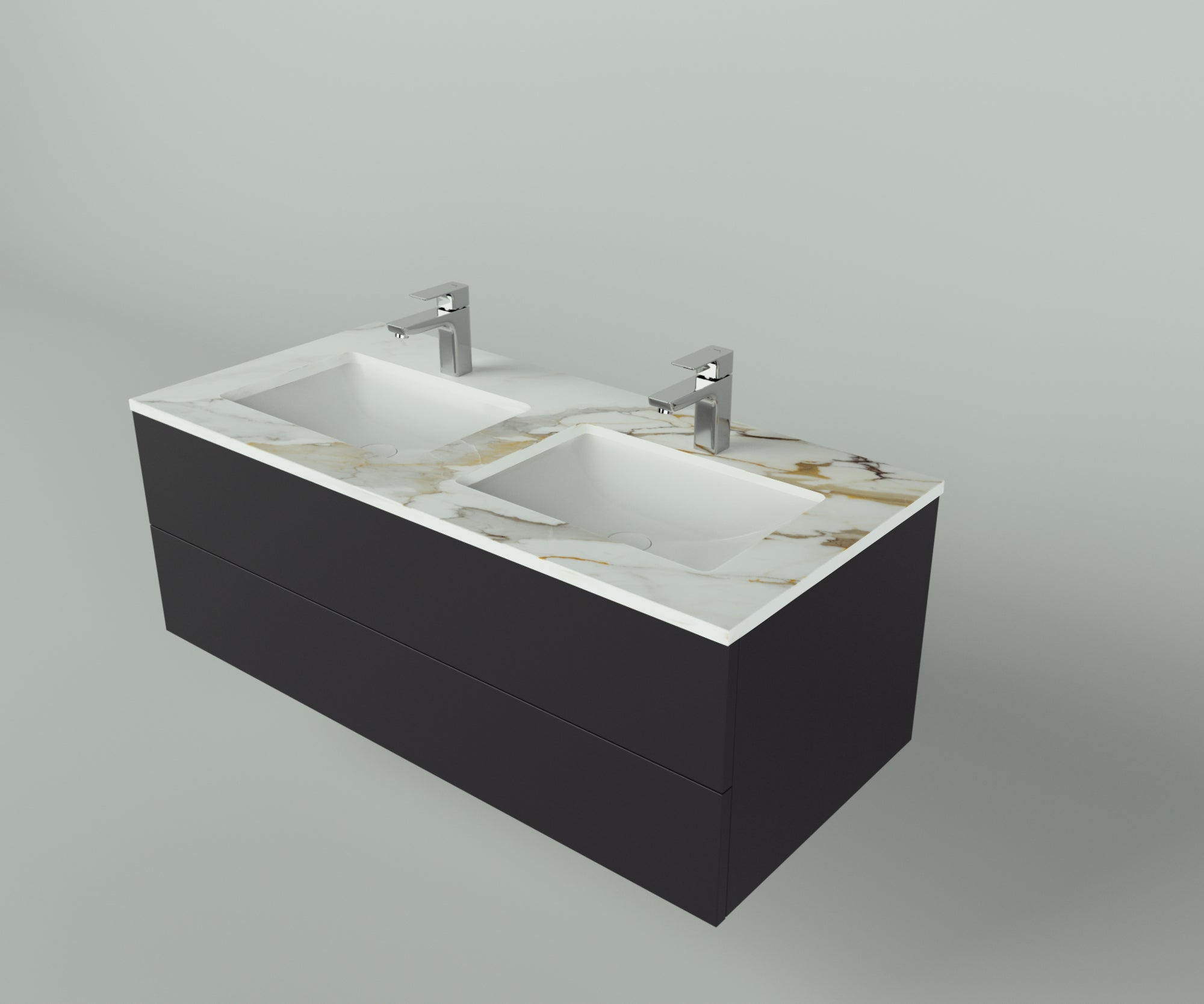Savannah Collection: 48" Double Over Cabinet Vanity Top with Ceramic Sink - Lavvabo