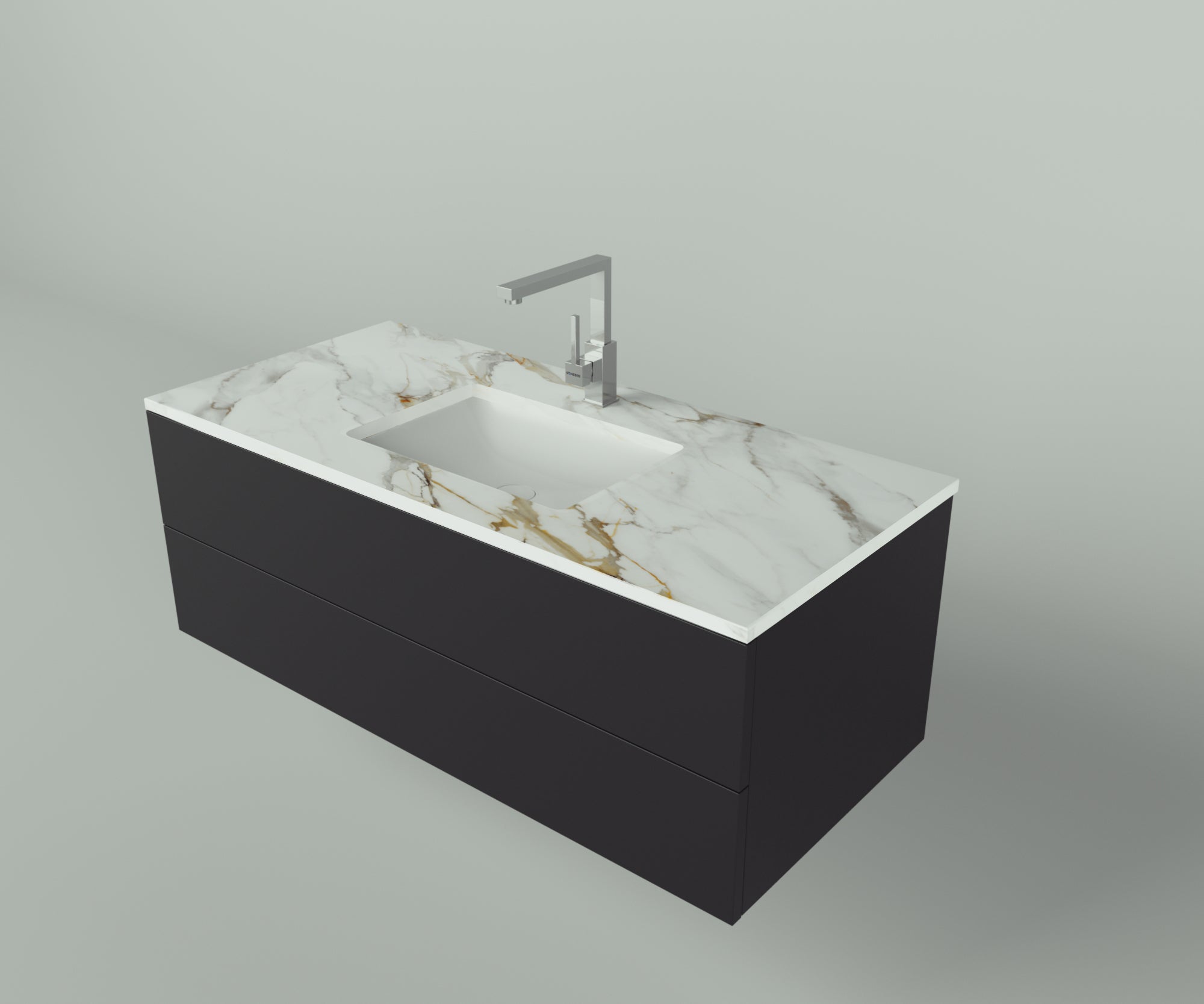 Savannah Collection: 48" Single Over Cabinet Vanity Top with Ceramic Sink - Lavvabo