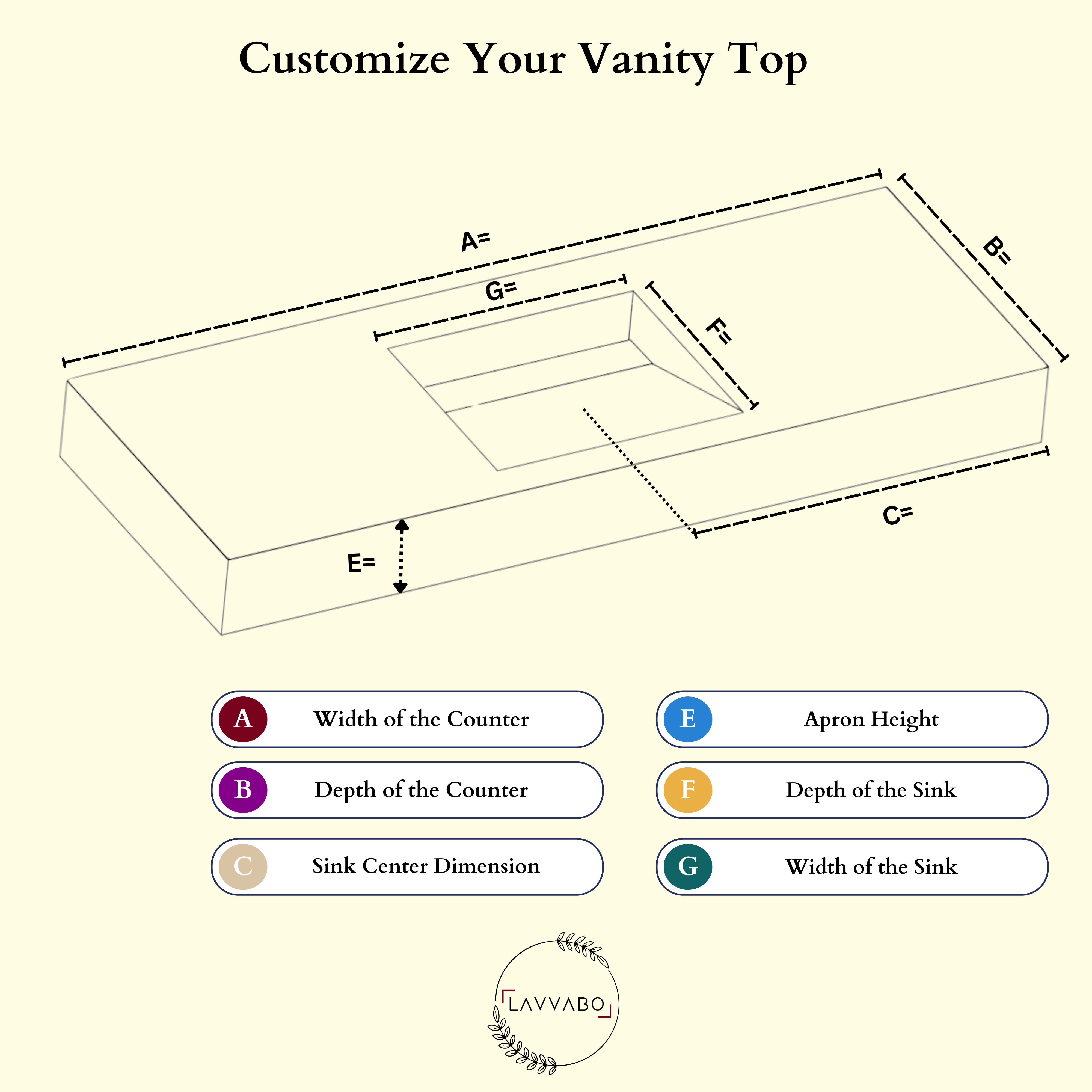 Houston Collection: 84" Single Floating Vanity Top with Integrated Sink - Lavvabo