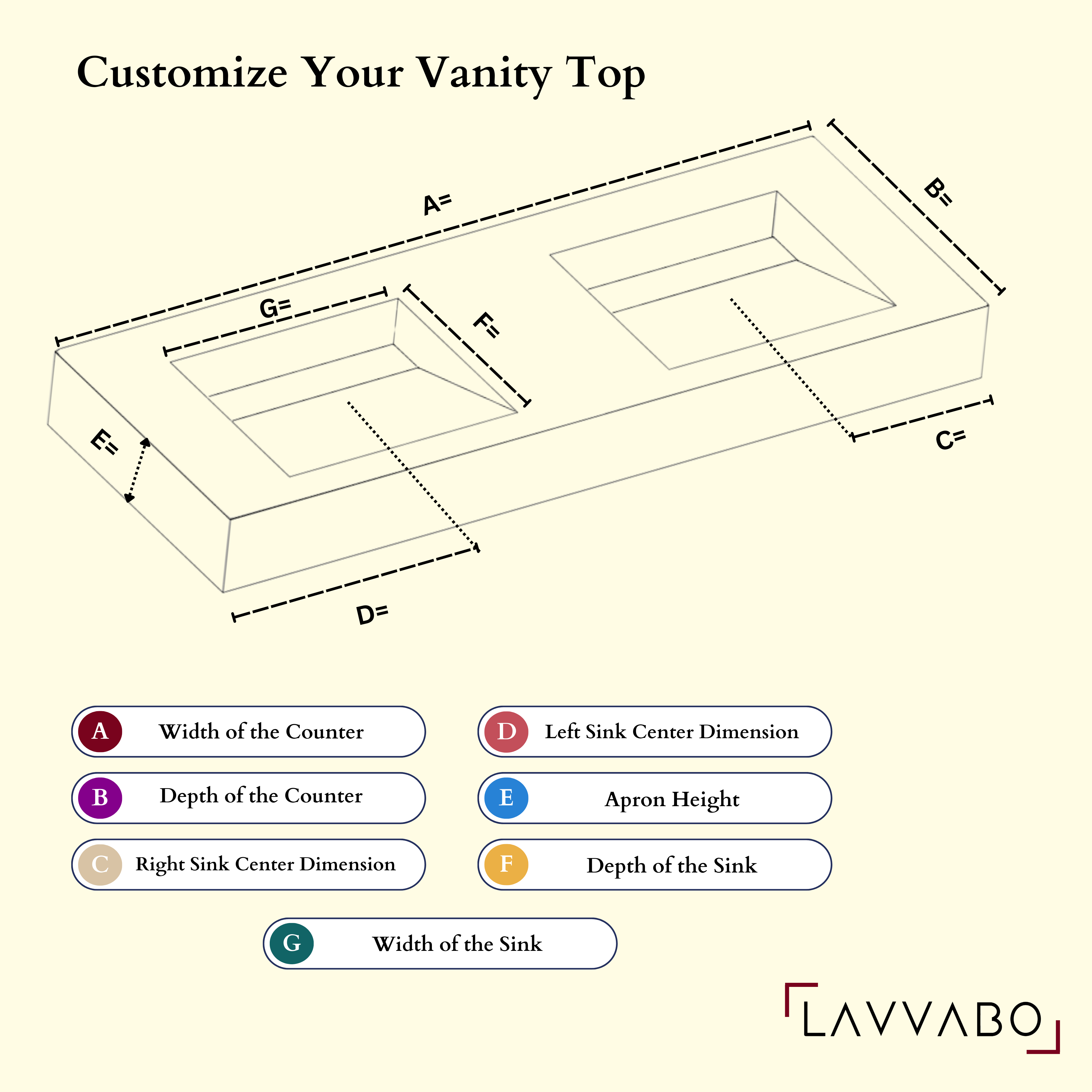 Houston Collection: 84" Double Floating Vanity Top with Integrated Sink - Lavvabo