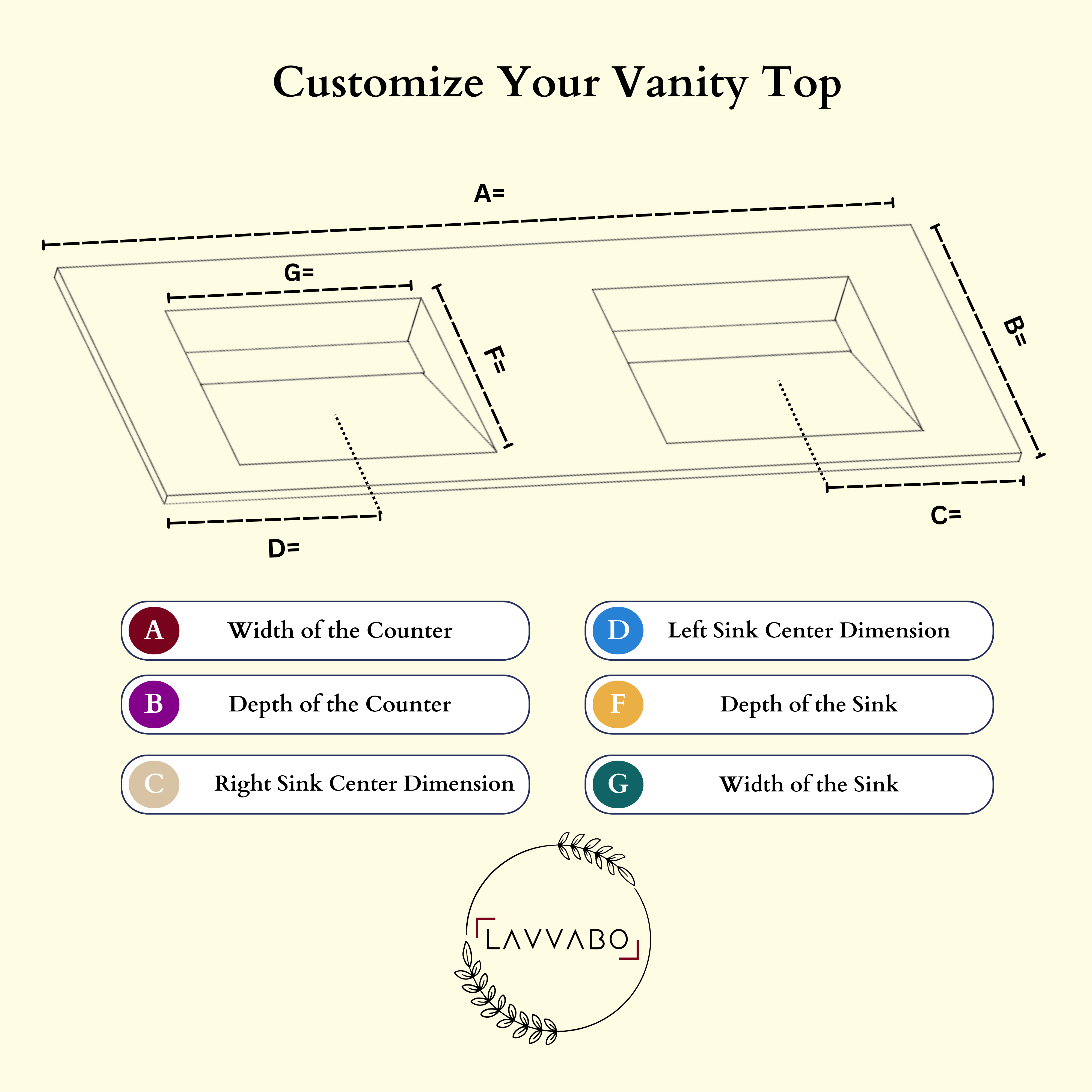 Manhattan Collection: 48" Double Over Cabinet Vanity Top with Integrated Sink - Lavvabo