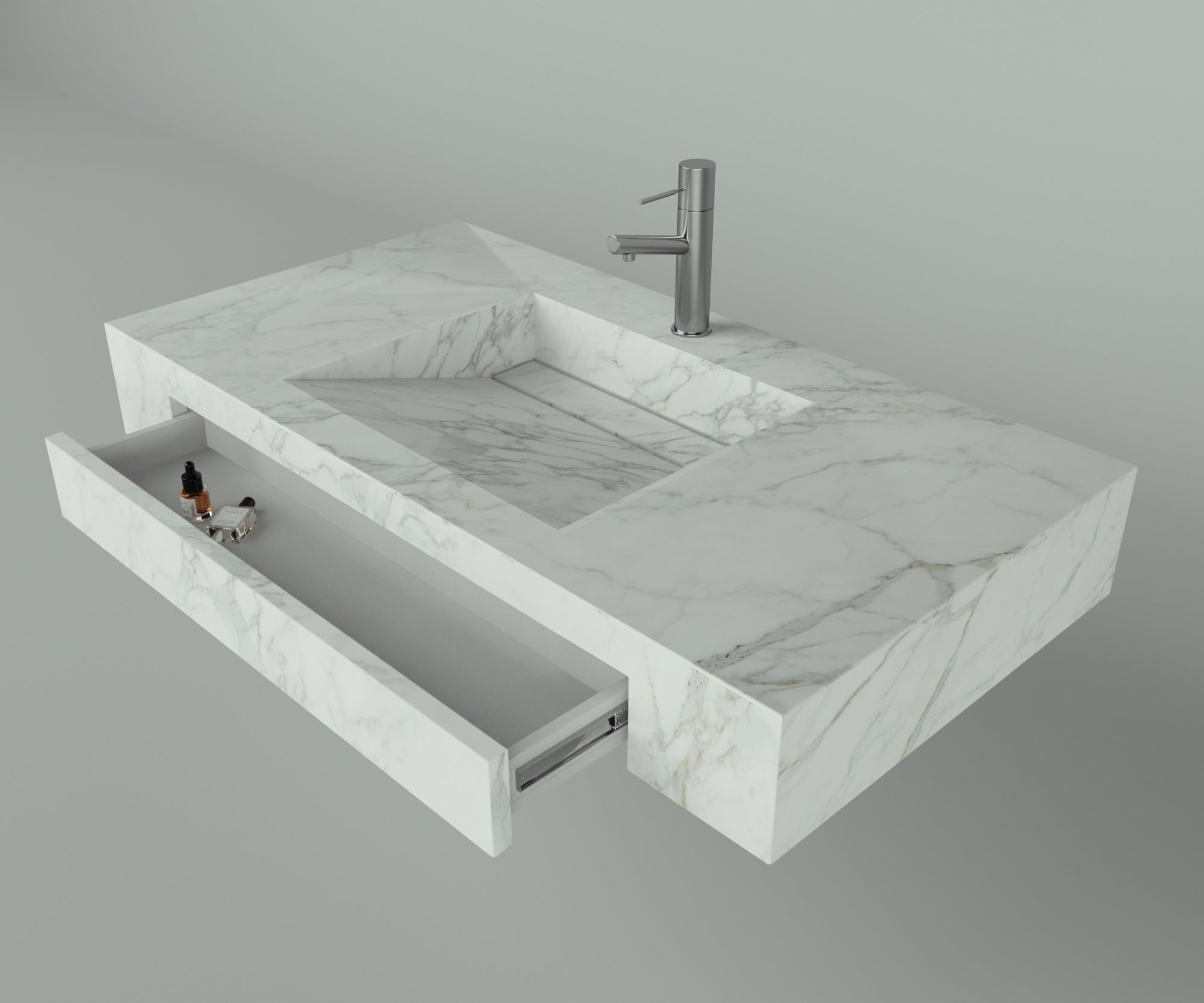 Houston Collection: 42" Single Floating Vanity Top with Integrated Sink - Lavvabo