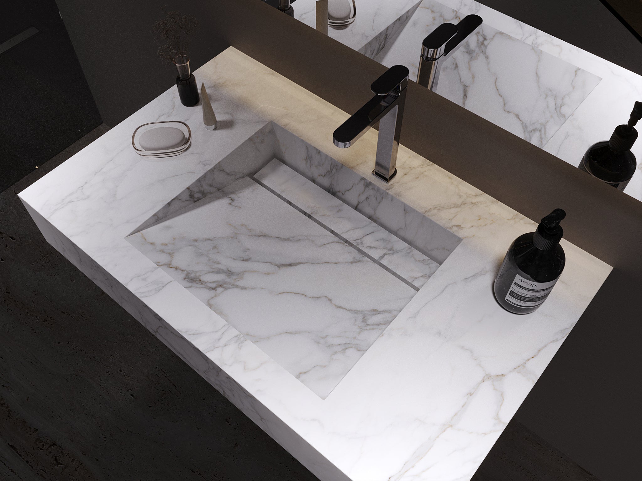 Houston Collection: 42" Single Floating Vanity Top with Integrated Sink - Lavvabo