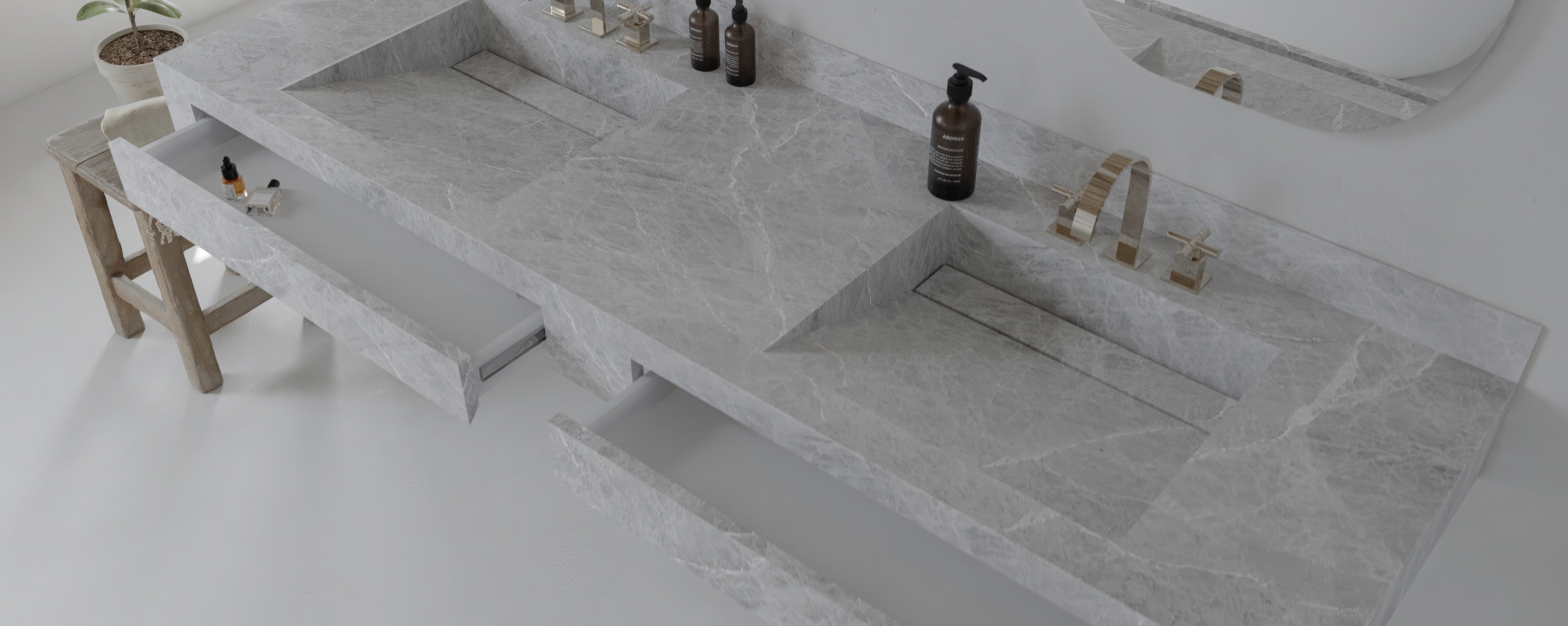 Houston Collection: 72" Double Floating Vanity Top with Integrated Sink - Lavvabo