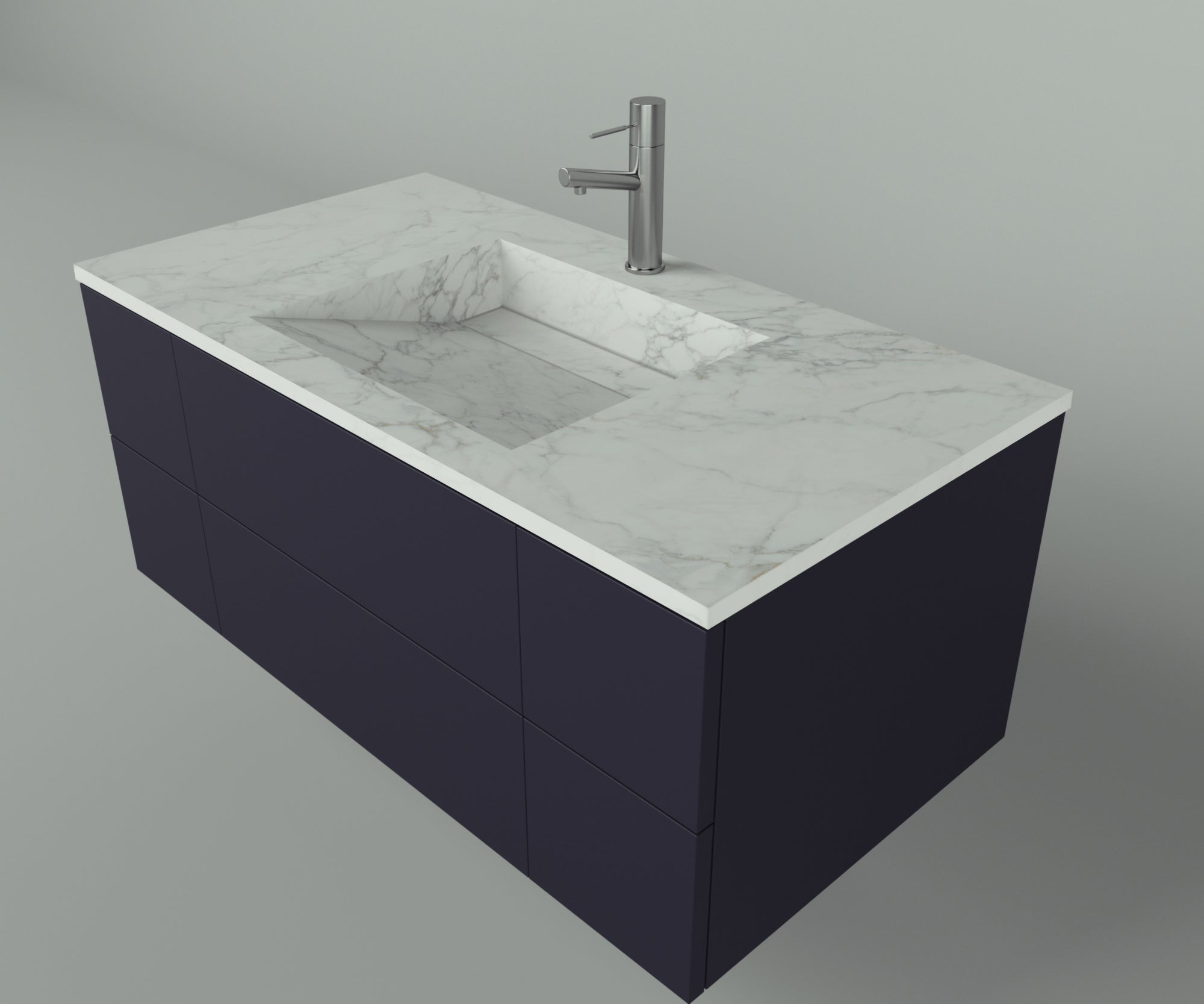 Manhattan Collection: 42" Single Over Cabinet Vanity Top with Integrated Sink - Lavvabo