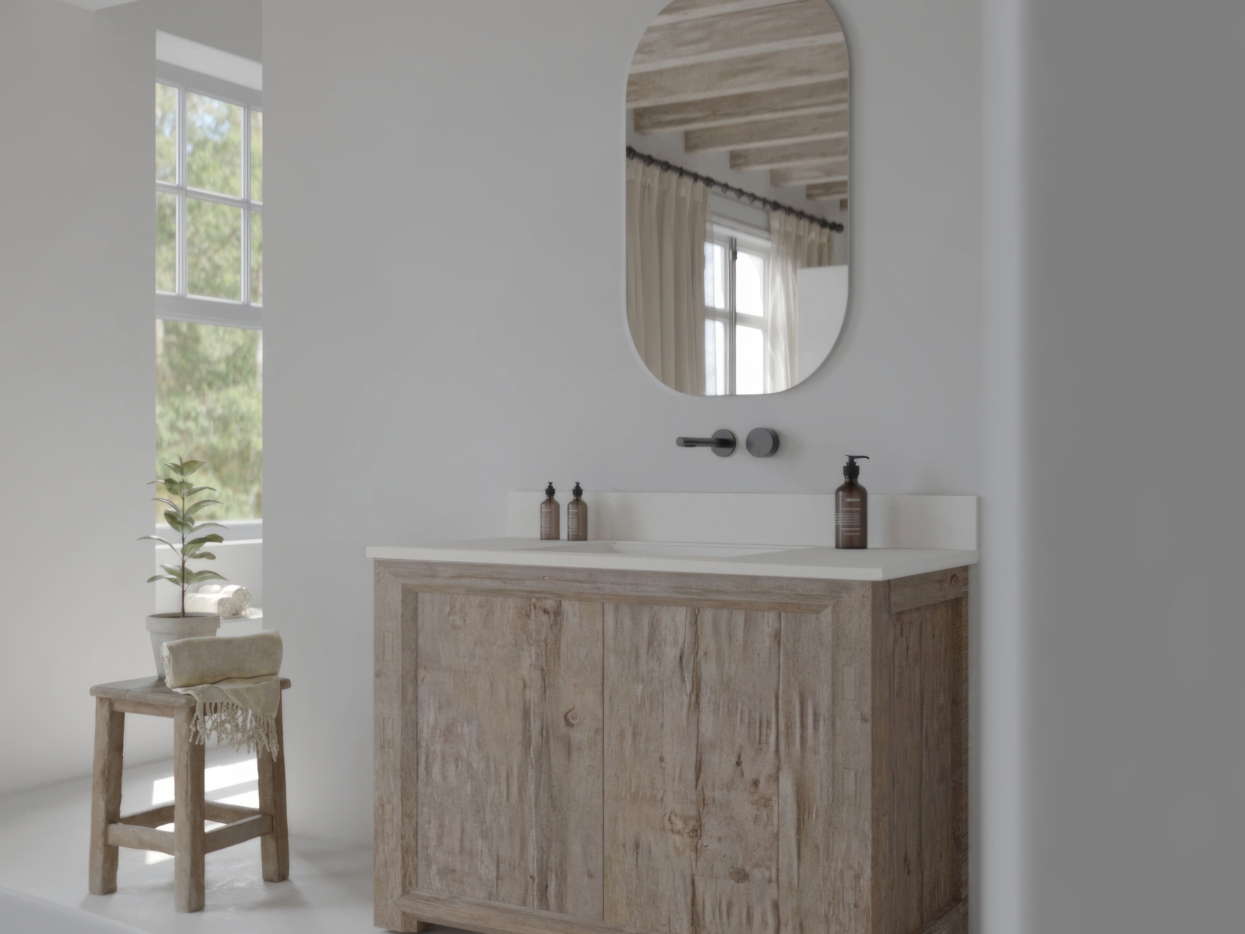 Manhattan Collection: 42" Single Over Cabinet Vanity Top with Integrated Sink - Lavvabo