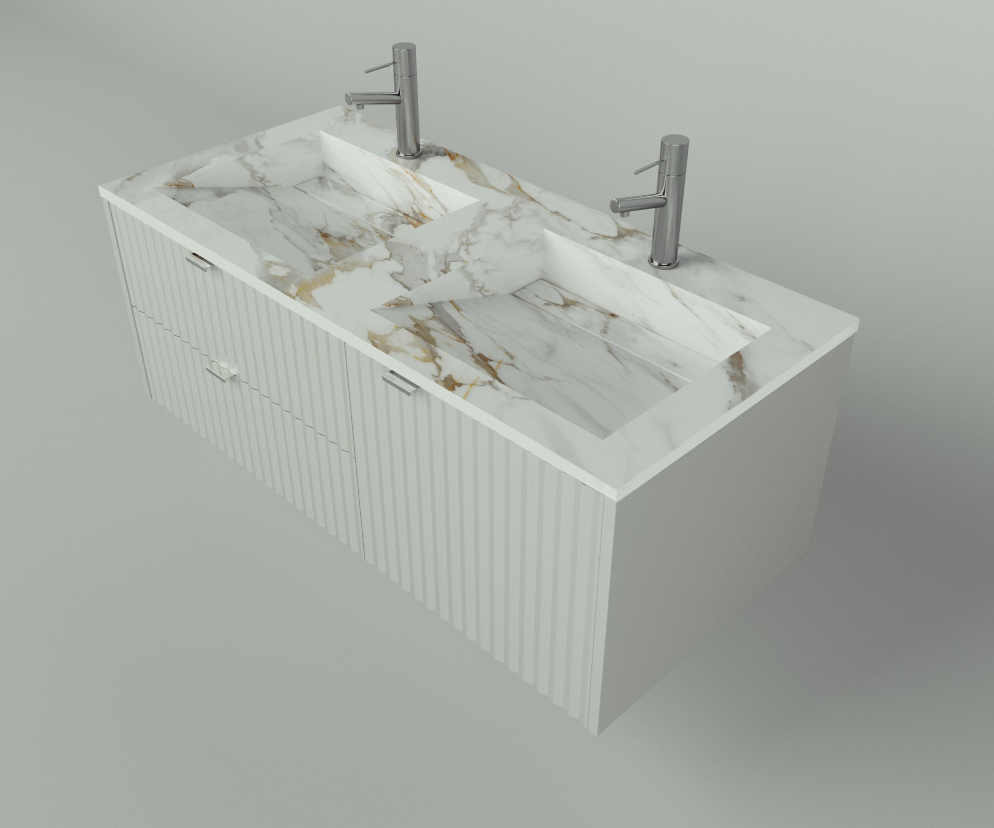 Manhattan Collection: 48" Double Over Cabinet Vanity Top with Integrated Sink - Lavvabo