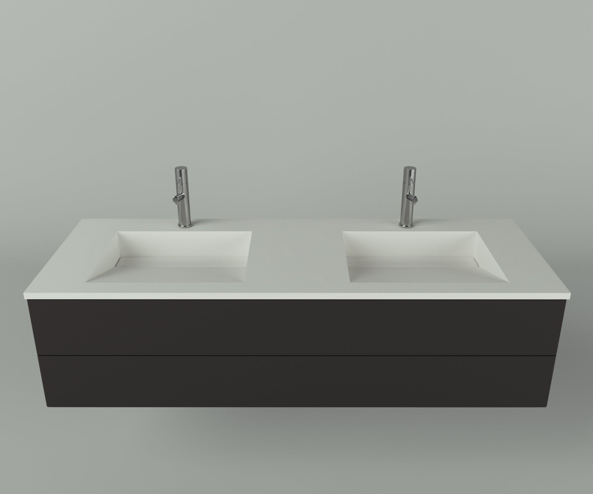 Manhattan Collection: 60" Double Over Cabinet Vanity Top with Integrated Sink - Lavvabo