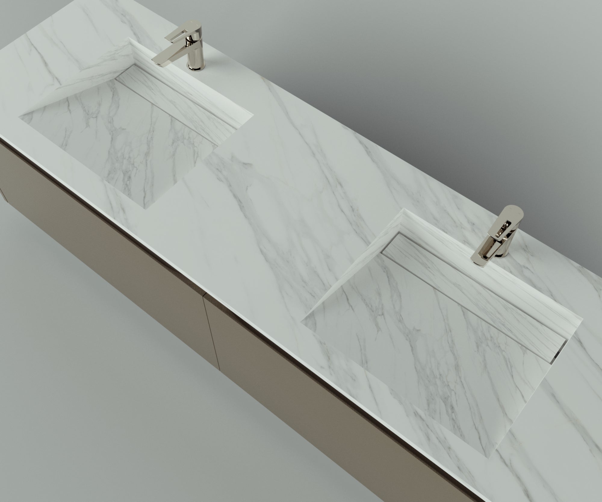 Manhattan Collection: 72" Double Over Cabinet Vanity Top with Integrated Sink - Lavvabo