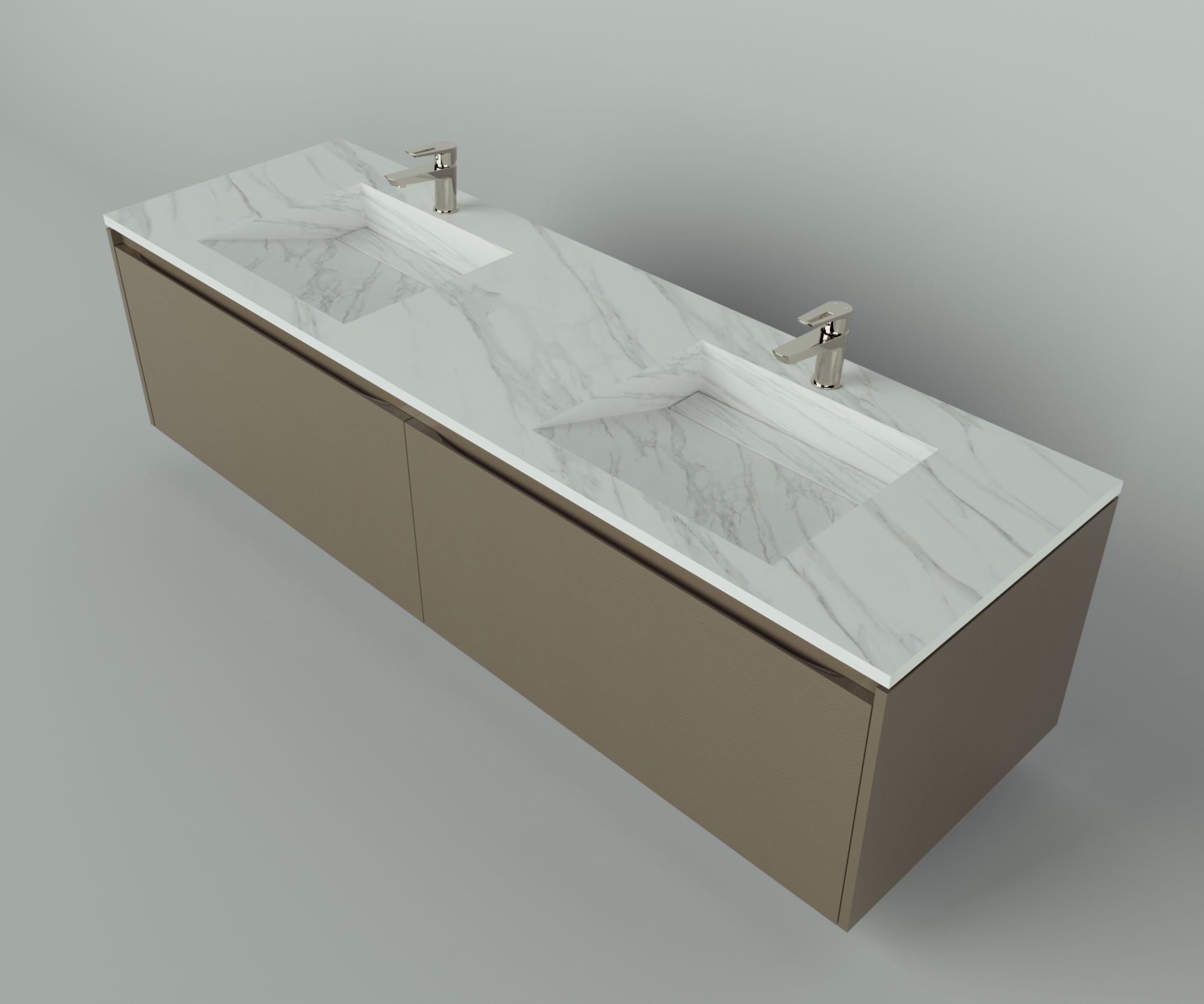 Manhattan Collection: 72" Double Over Cabinet Vanity Top with Integrated Sink - Lavvabo