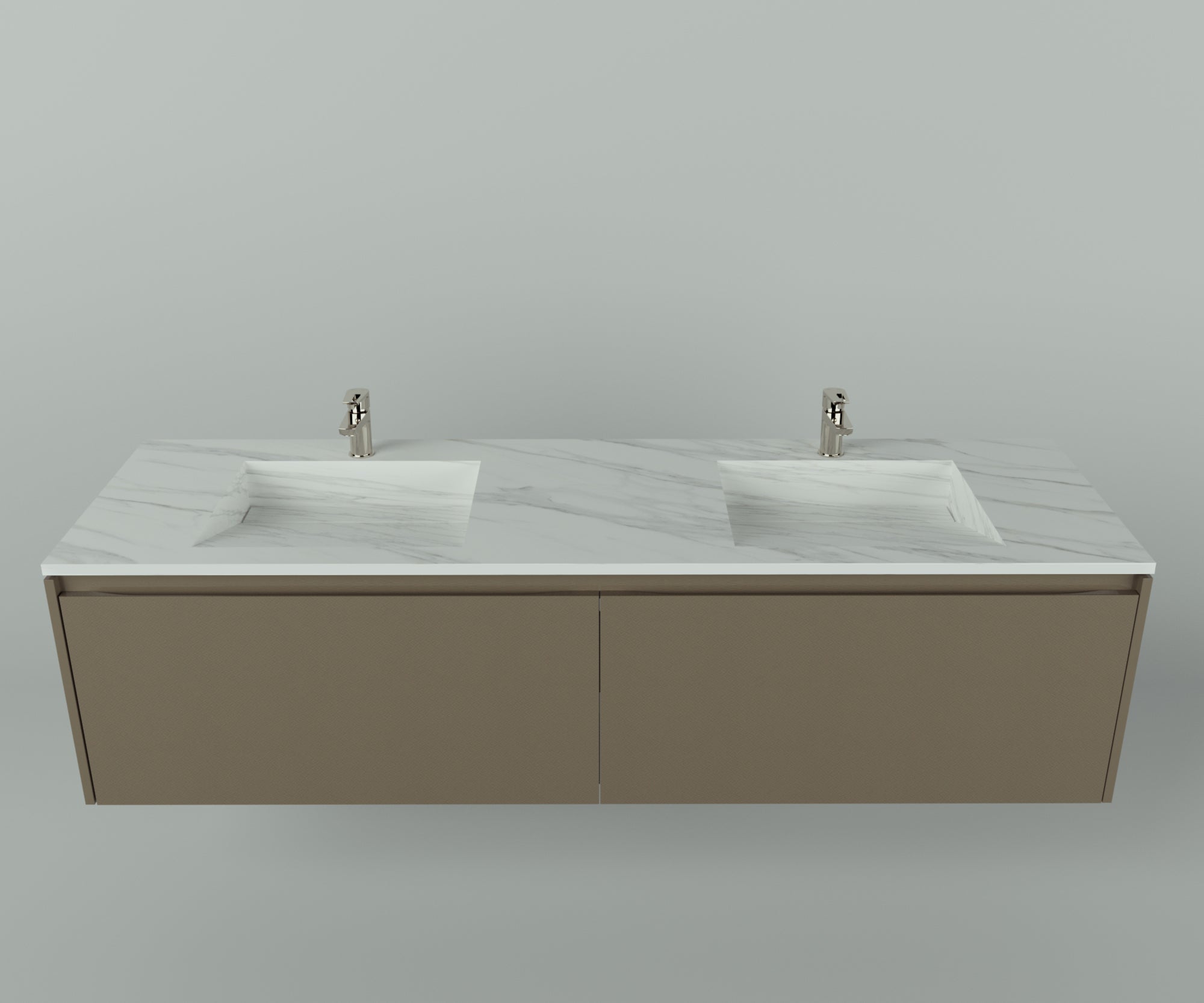 Manhattan Collection: 72" Double Over Cabinet Vanity Top with Integrated Sink - Lavvabo